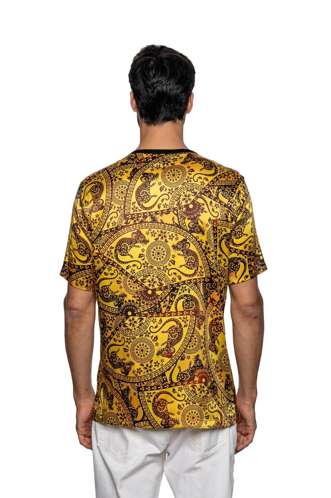 750$ ITALO FERRETTI T-Shirt "YEAR OF THE RAT" 100% Silk COMO STRETCH Sz L ZILLI