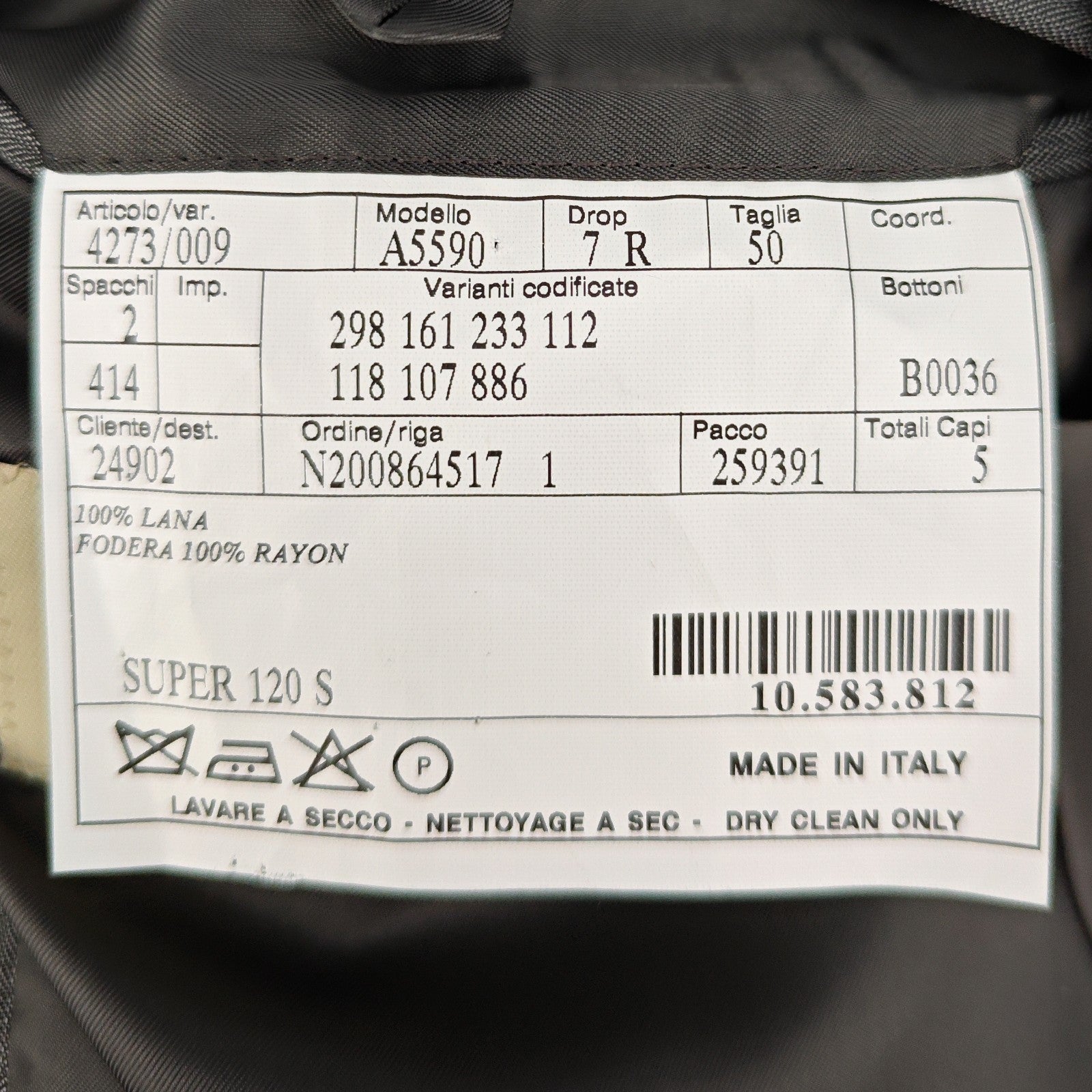 1700$ BURBERRY LONDON Gray Suit Handmade Super 120's Fine Wool 40 US / 50 IT