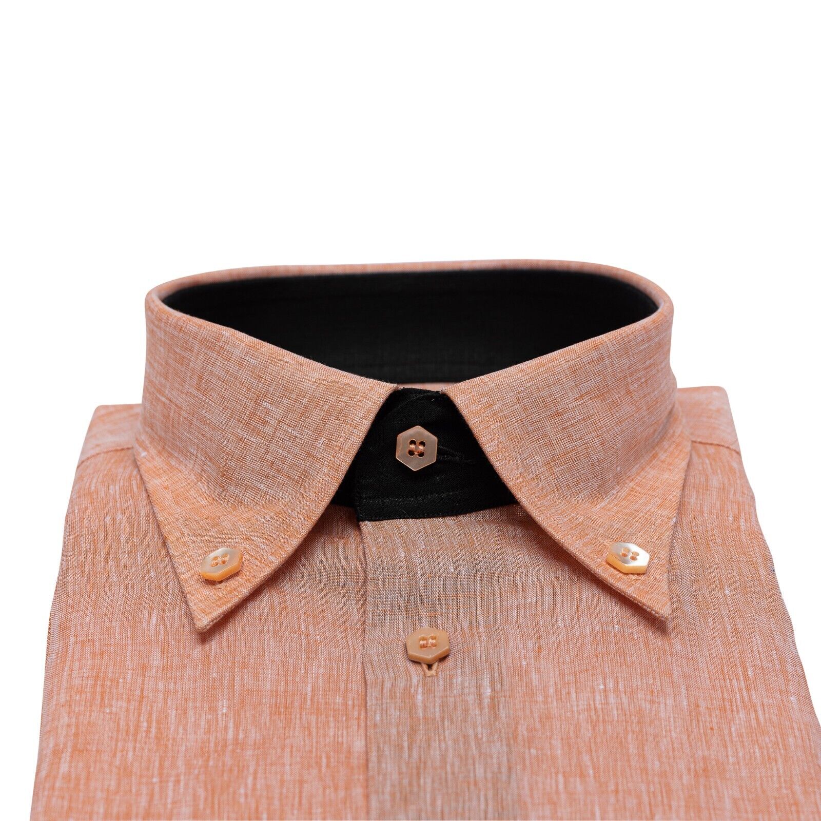 690$ ITALIAN LUXURY GERLIN Shirt Short Sleeve Peach 100% Linen 1A
