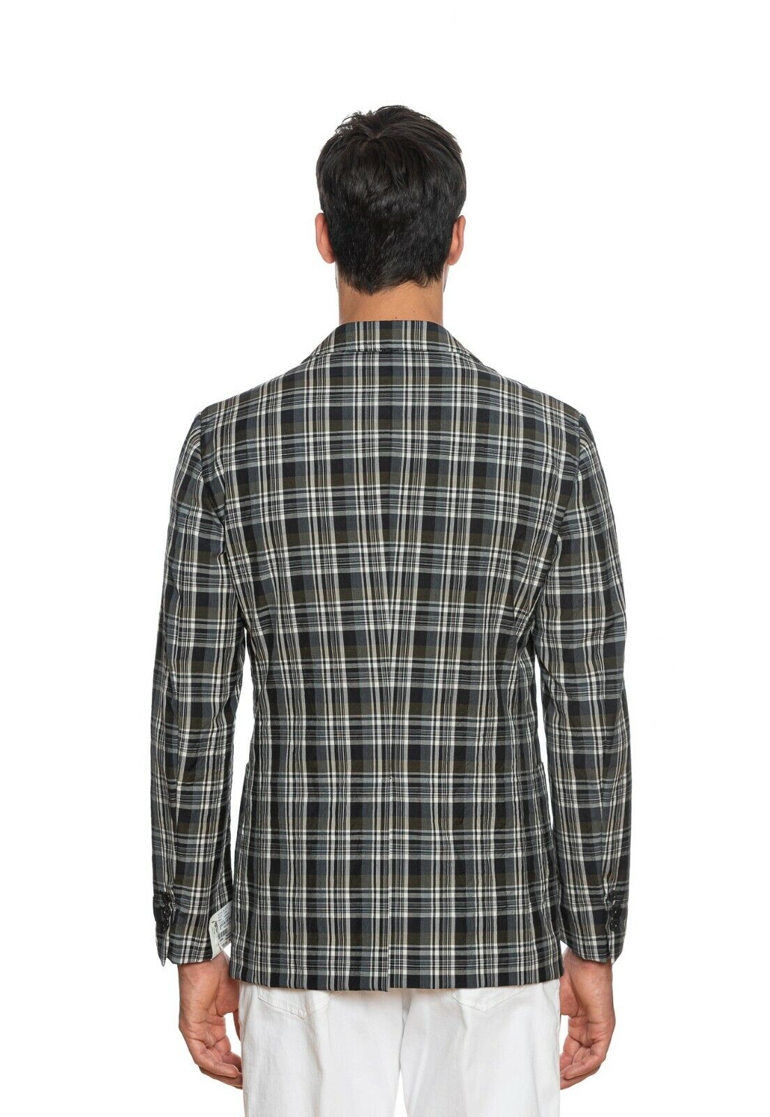 1490$ BELVEST Summer Jacket Checks Ultra Light Wool Gray / Blue / Green Drop 8