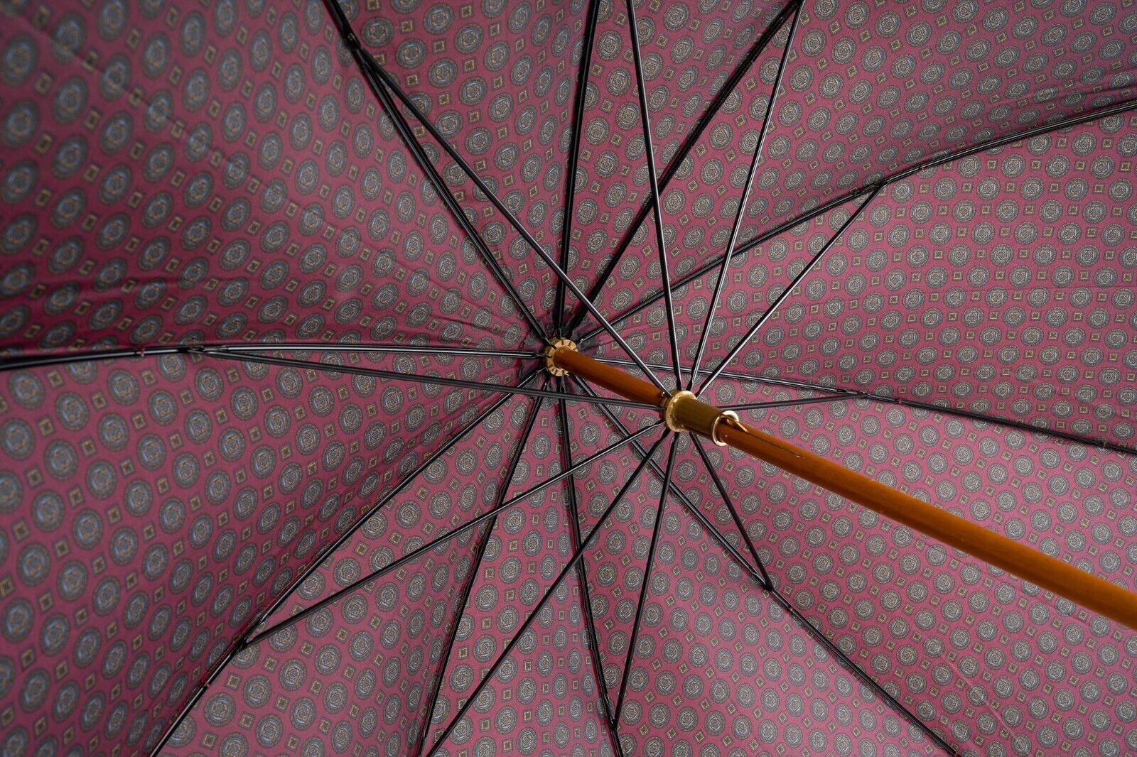 MARIO TALARICO NAPOLI Umbrella Burgundy Medallion "Animalier" Handmade Handle