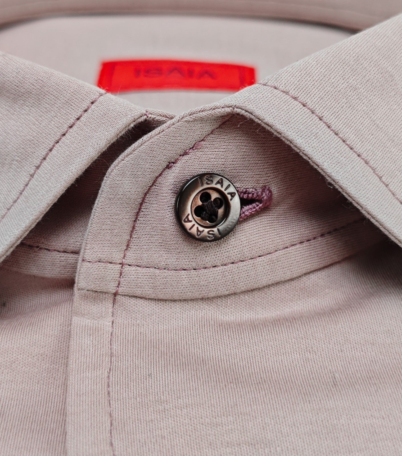 730$ ISAIA "Mix" Dress Shirt Antique Pink Solid Jersey Stretch Cotton 15.5 - 39
