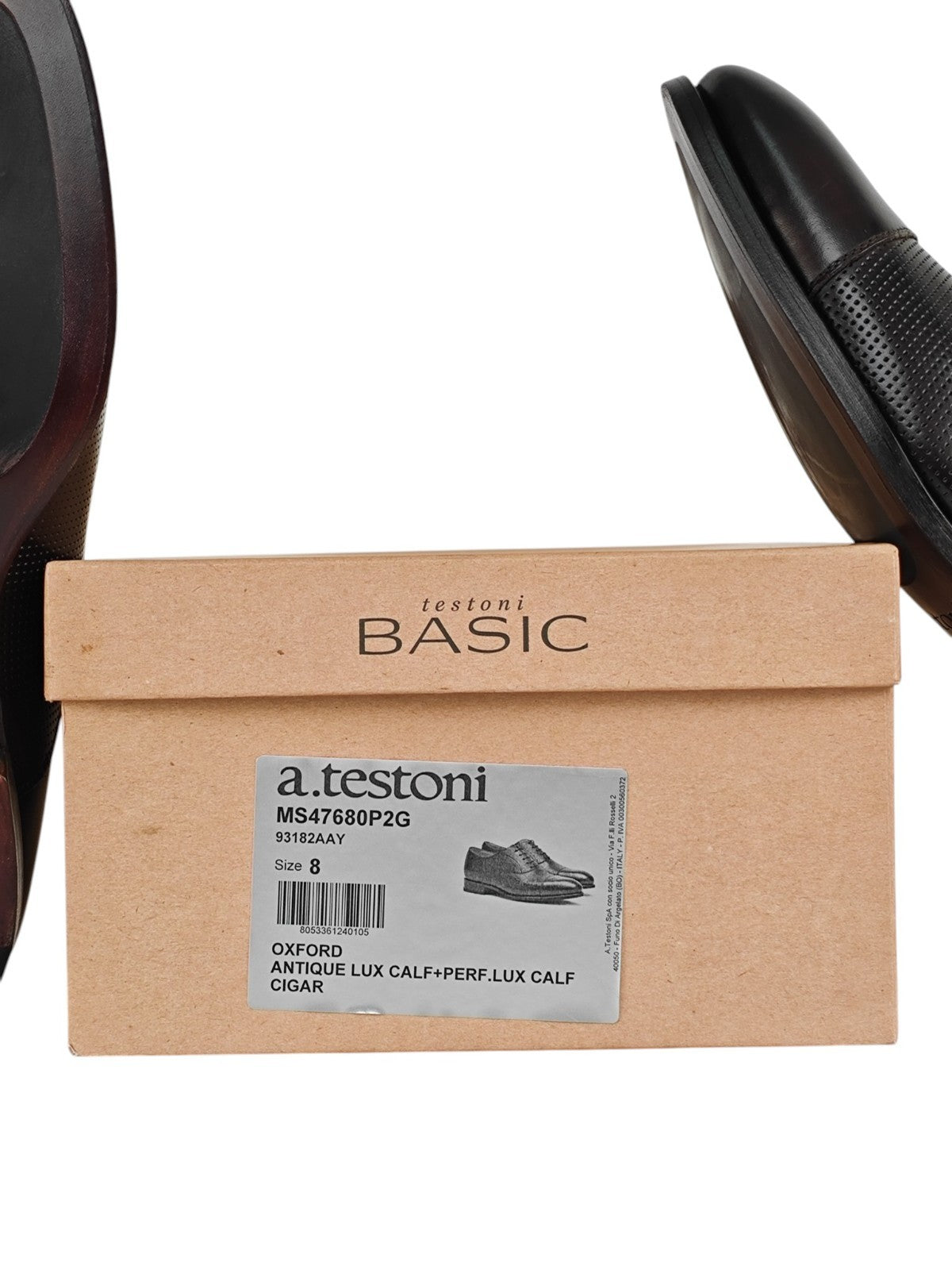 1200$ TESTONI 1929 Oxford Shoes Perforated Antique Calf Cigar 8 UK 9 US 42 IT