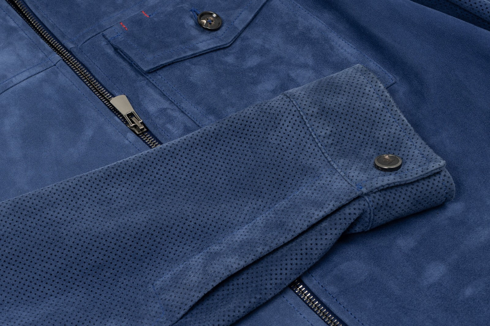 5500$ ISAIA Royal Blue Perforated Jacket Leather Suede Lambskin 38 US 48 EU