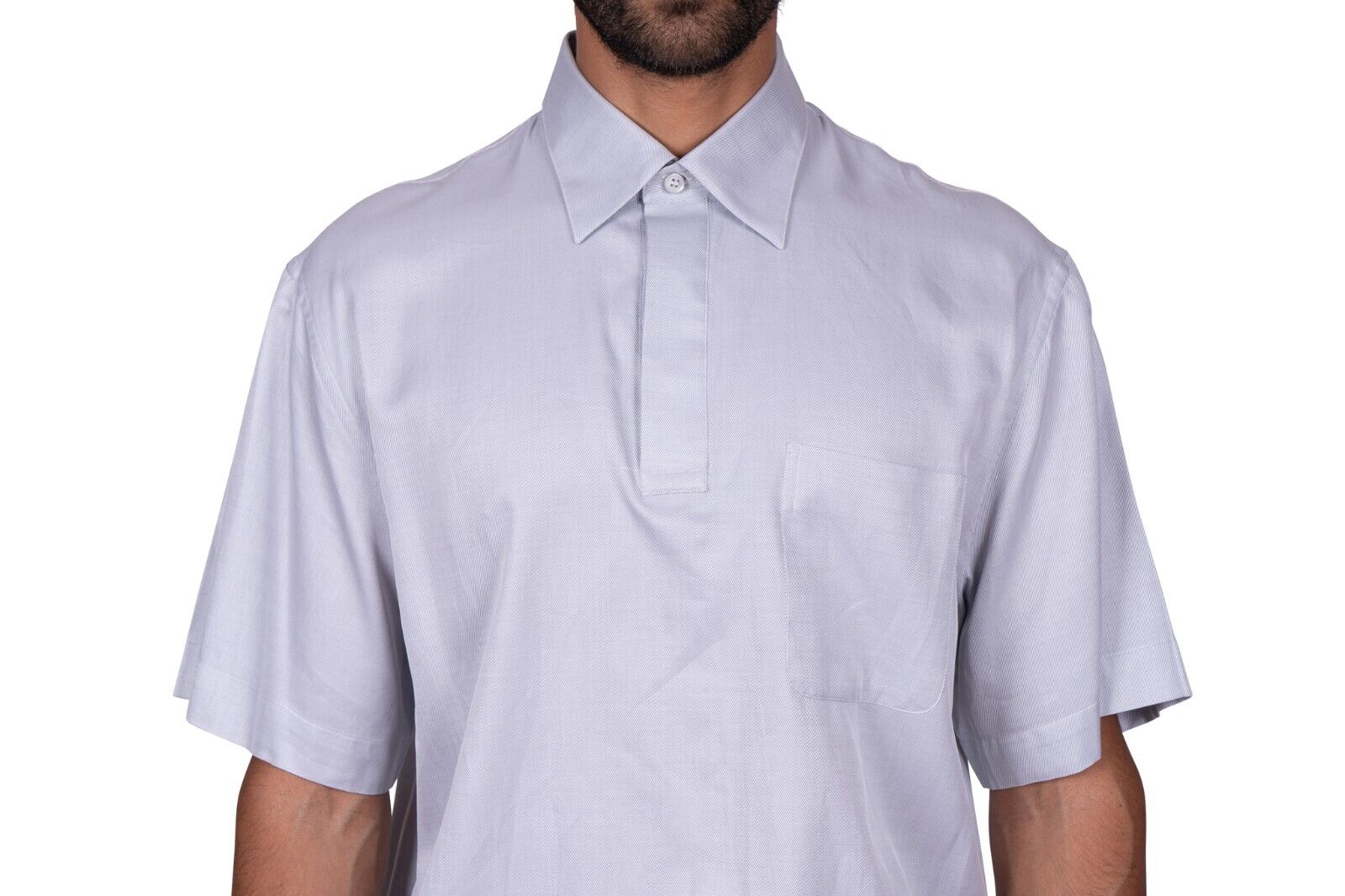 LUXURY 1200$ GERLIN Polo Sweater Grey Shiny ALUMO Cotton Size L BIJAN