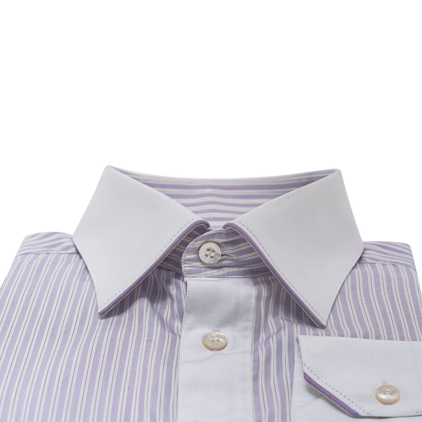 690$ LUXURY GERLIN Shirt Striped Lilac Jacquard Cotton 16 - 41 5H BIJAN