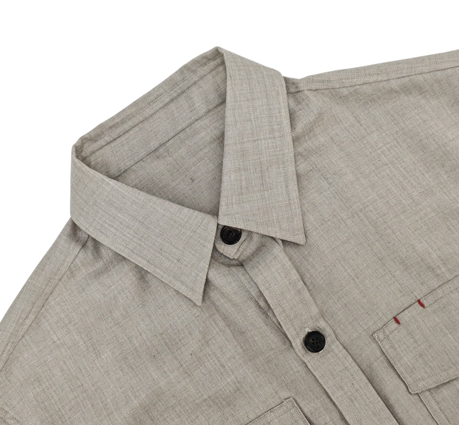 $2850 ISAIA NAPOLI Light Beige Hand-Sewn Overshirt Jacket Cashmere Silk Size M