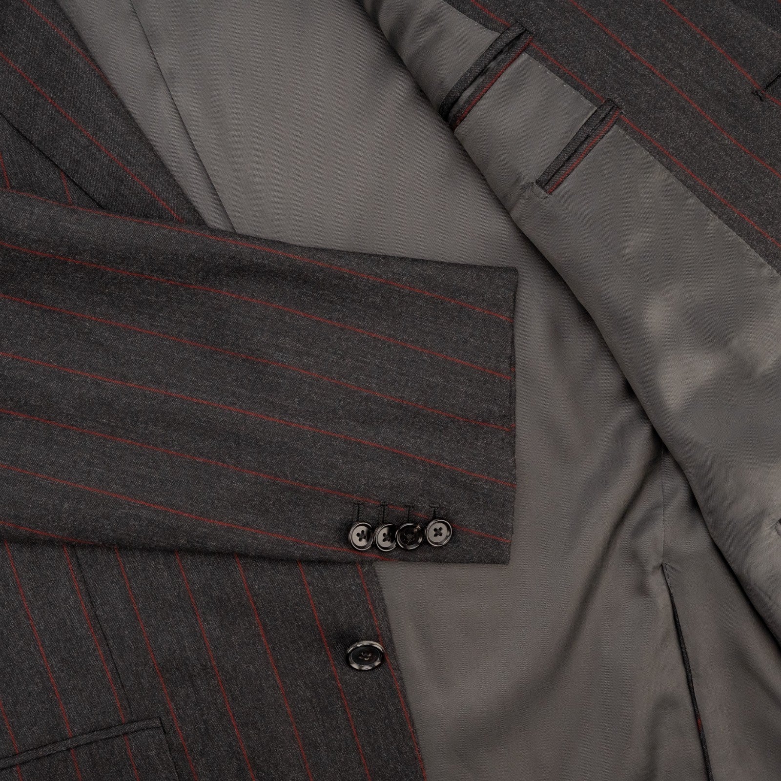 $2500 RAFFAELE CARUSO Dark Gray Suit Fine Wool 110's Pinstripe 40 US / 50 EU