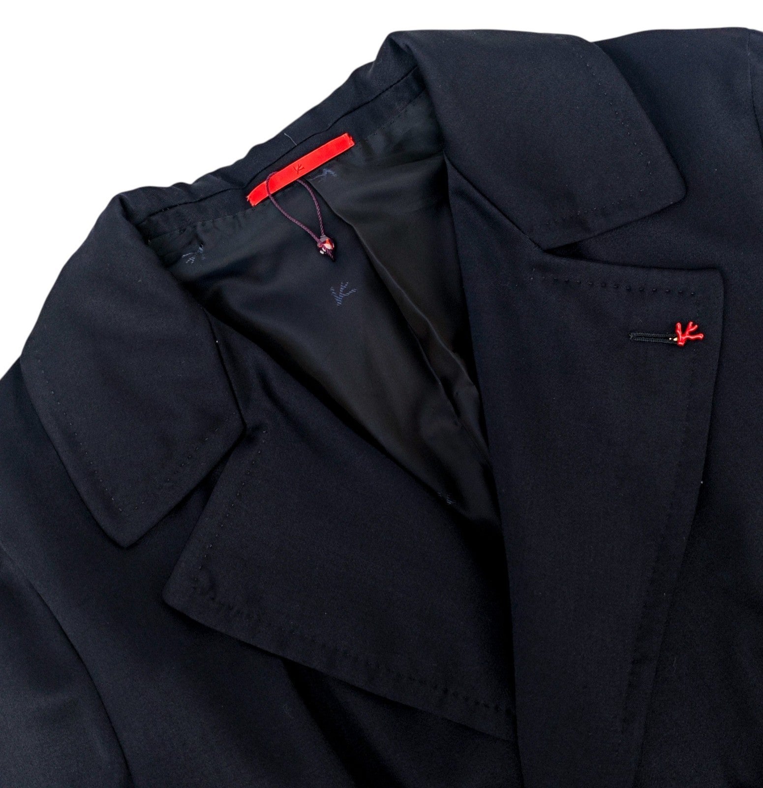 6590$ ISAIA APOLI Blue Midnight Belted Long Trench Coat Wool 38 US / 48 EU R