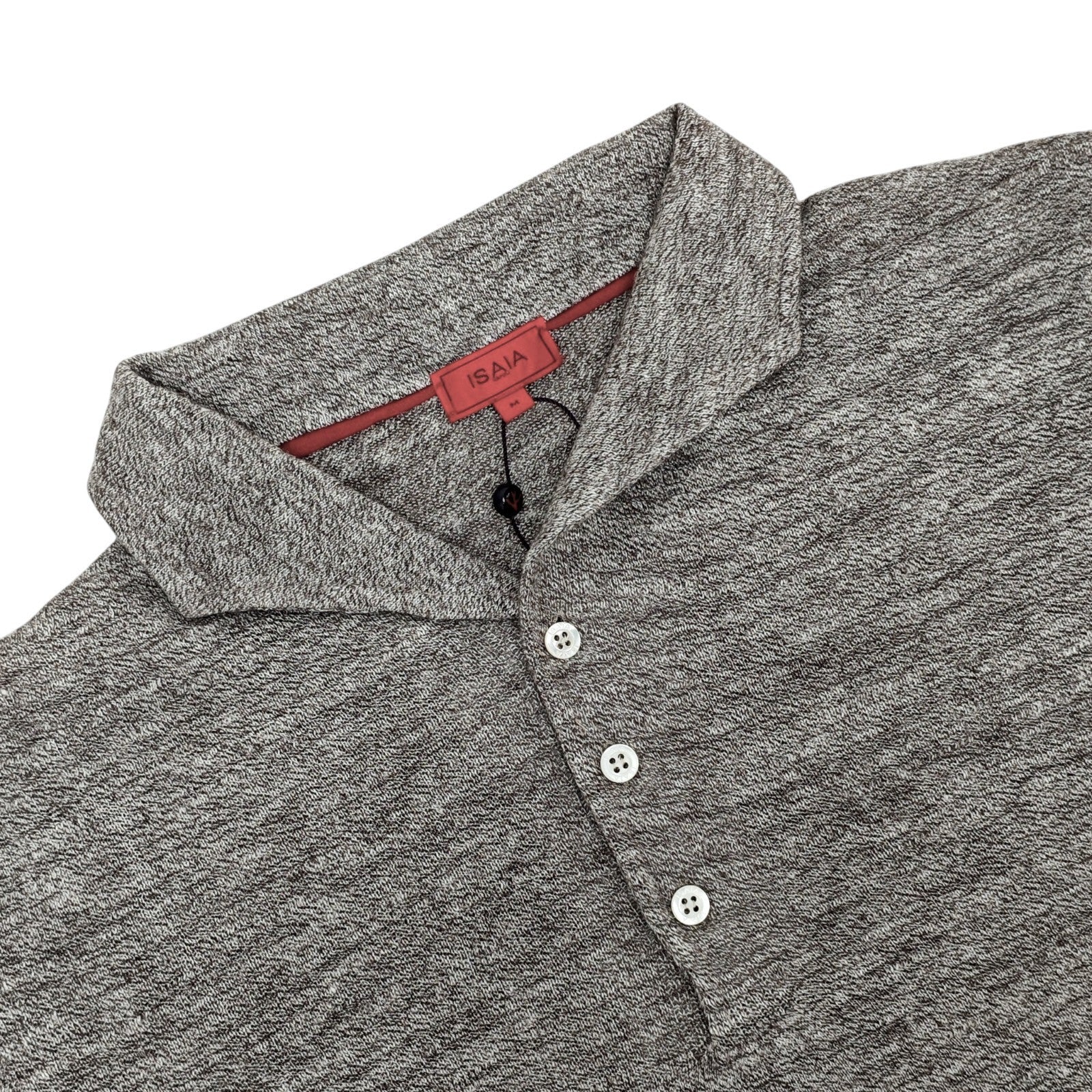 1650$ ISAIA NAPOLI Gray Beige Polo Sweater Knit Soft Cashmere - Silk - Linen M