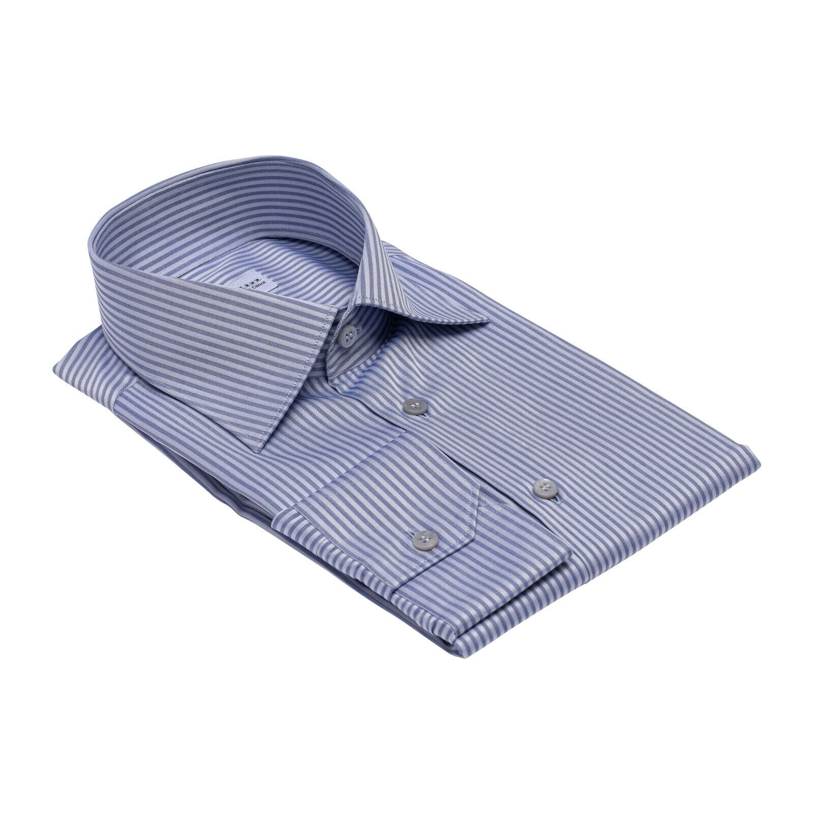 690$ LUXURY GERLIN Shirt Striped Lilac ALUMO Cotton  1Z ZILLI