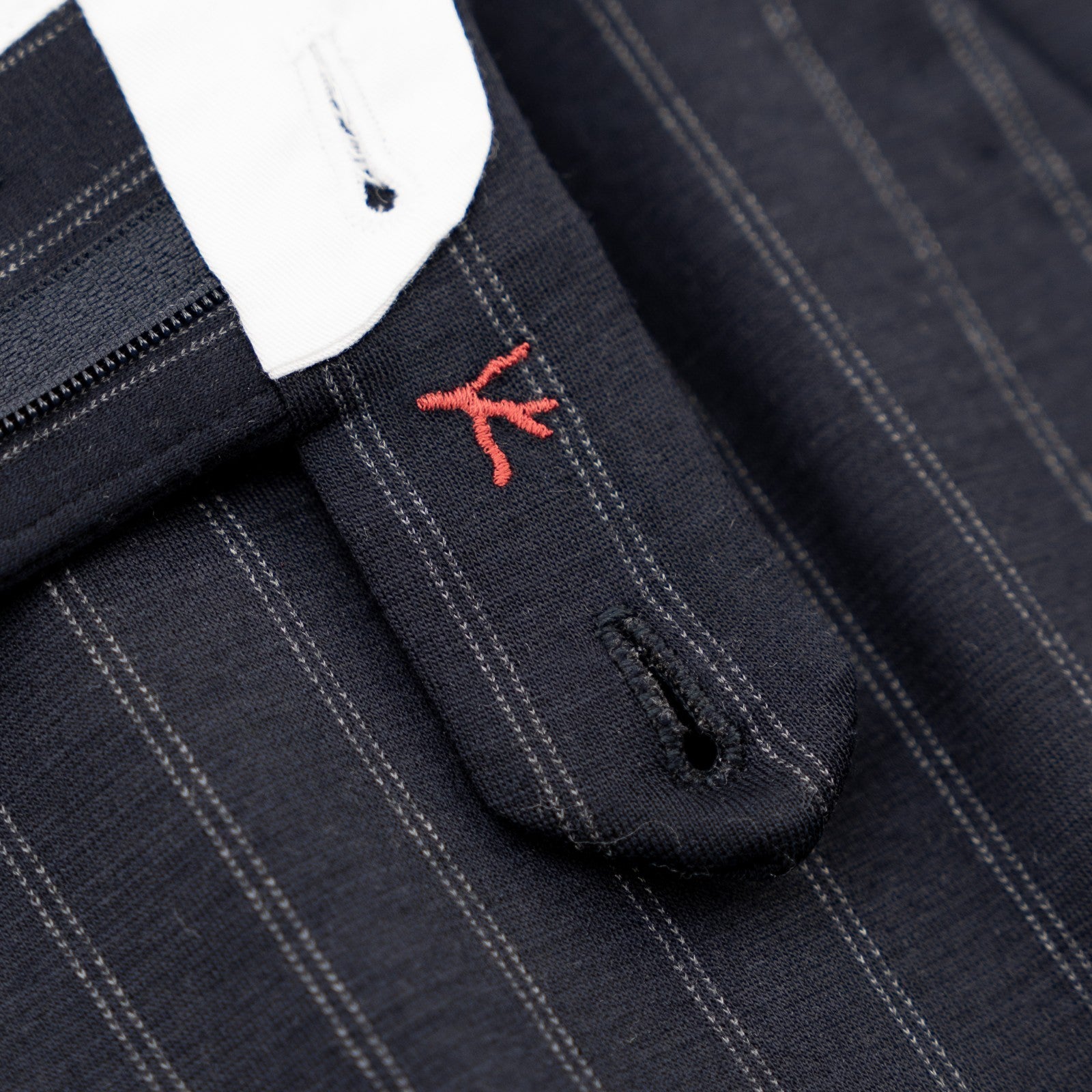 1550$ ISAIA NAPOLI Tapered Dress Pant Jersey Wool Pinstripes Blue 32 US / 48 EU