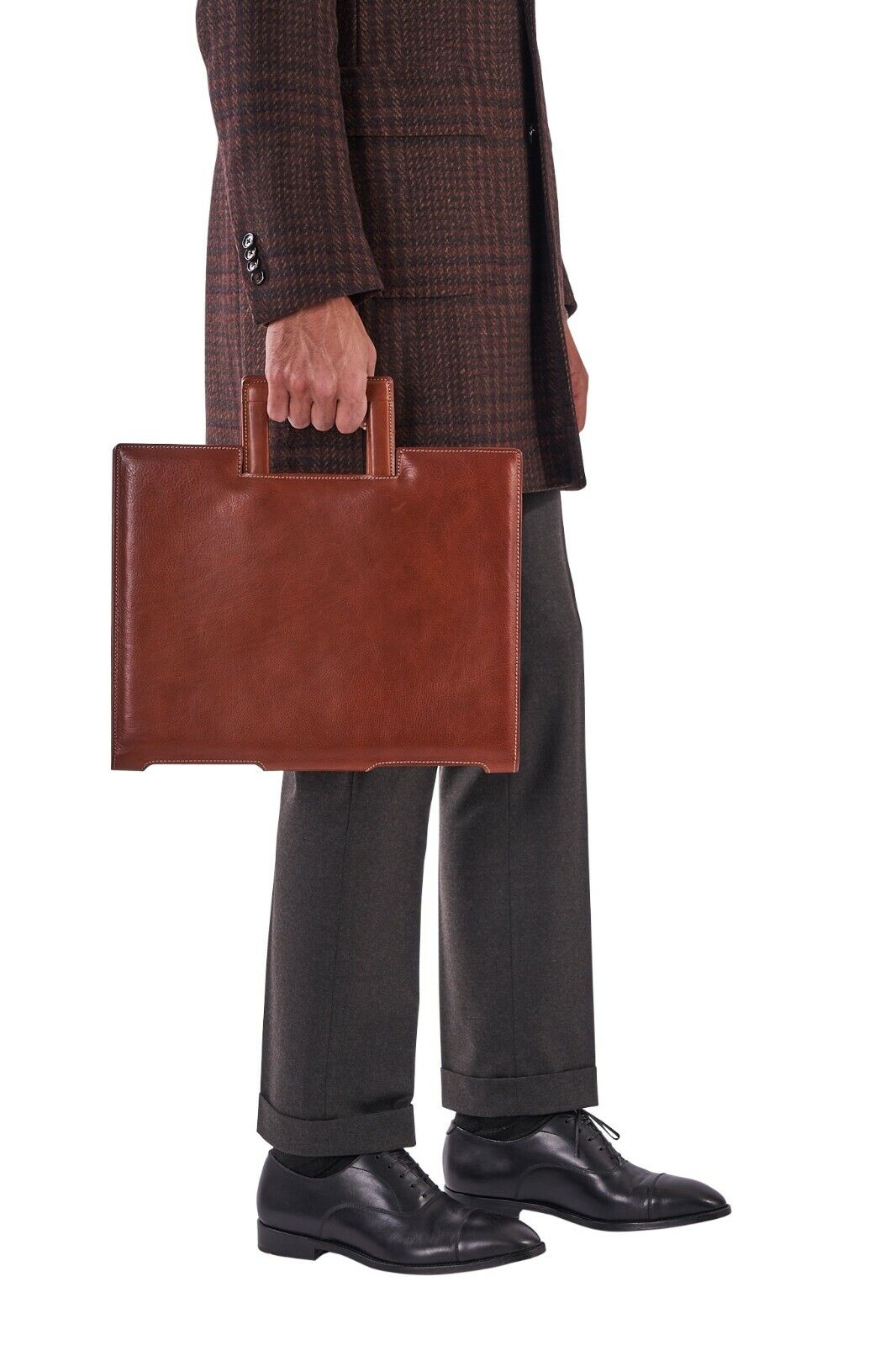 $950 LUXURY DELL'GA MILANO Document Folders Handbag Leather Removable Handles