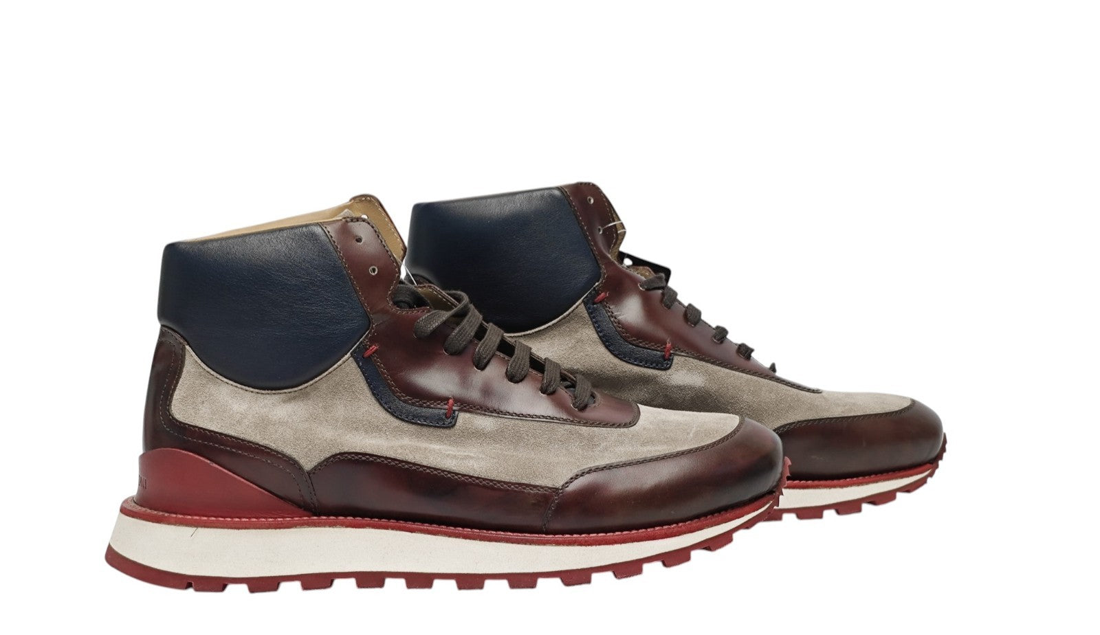 1200$ TESTONI "Piuma" Sport Mid Cut Sneaker Suede + Calf 8 UK / 9 US / 42 IT