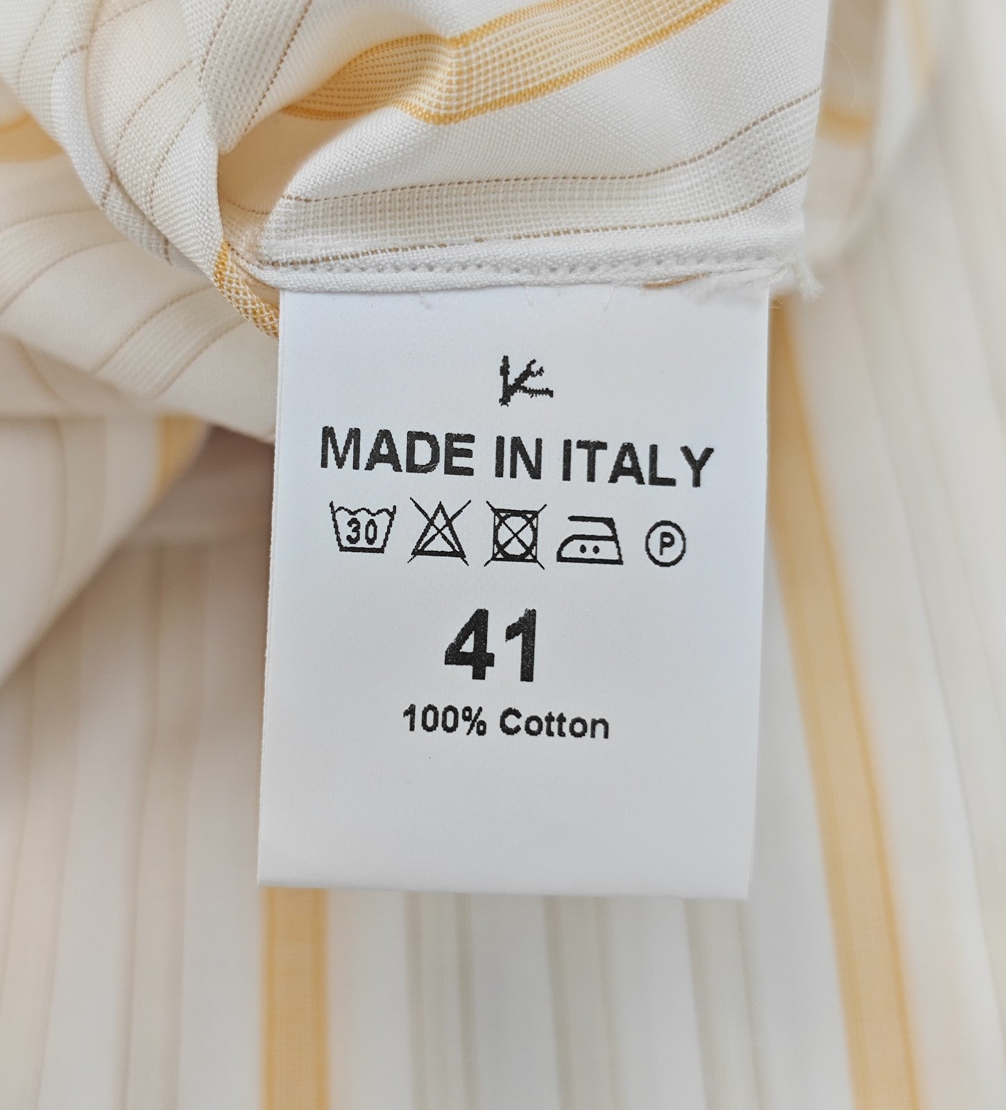 730$ ISAIA NAPOLI "Mix" Dress Shirt White - Yellow Striped Oxford Cotton 16 - 41