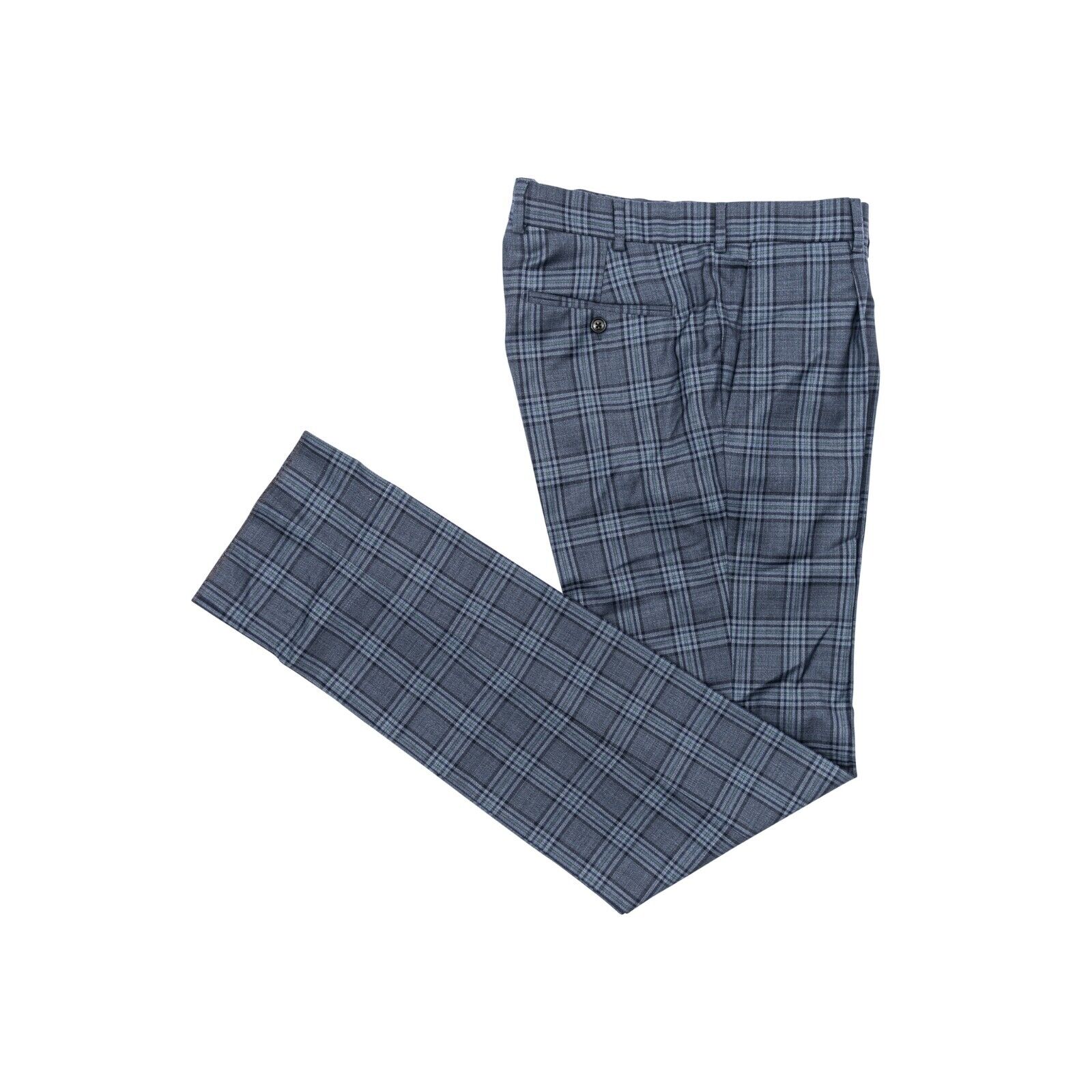320$ BELVEST Blue Checks Dress Pant Fine Wool 32 US / 48 EU   Made in Italy