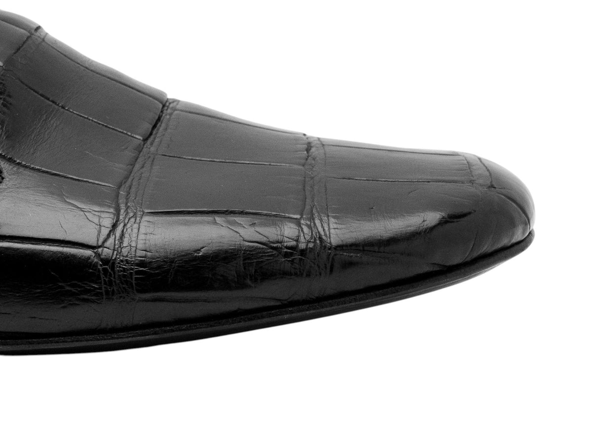 4000$ MARTEGANI 1891 Loafer Slip-On Shoes 100% ALLIGATOR Black 8 UK 9 US 42 IT