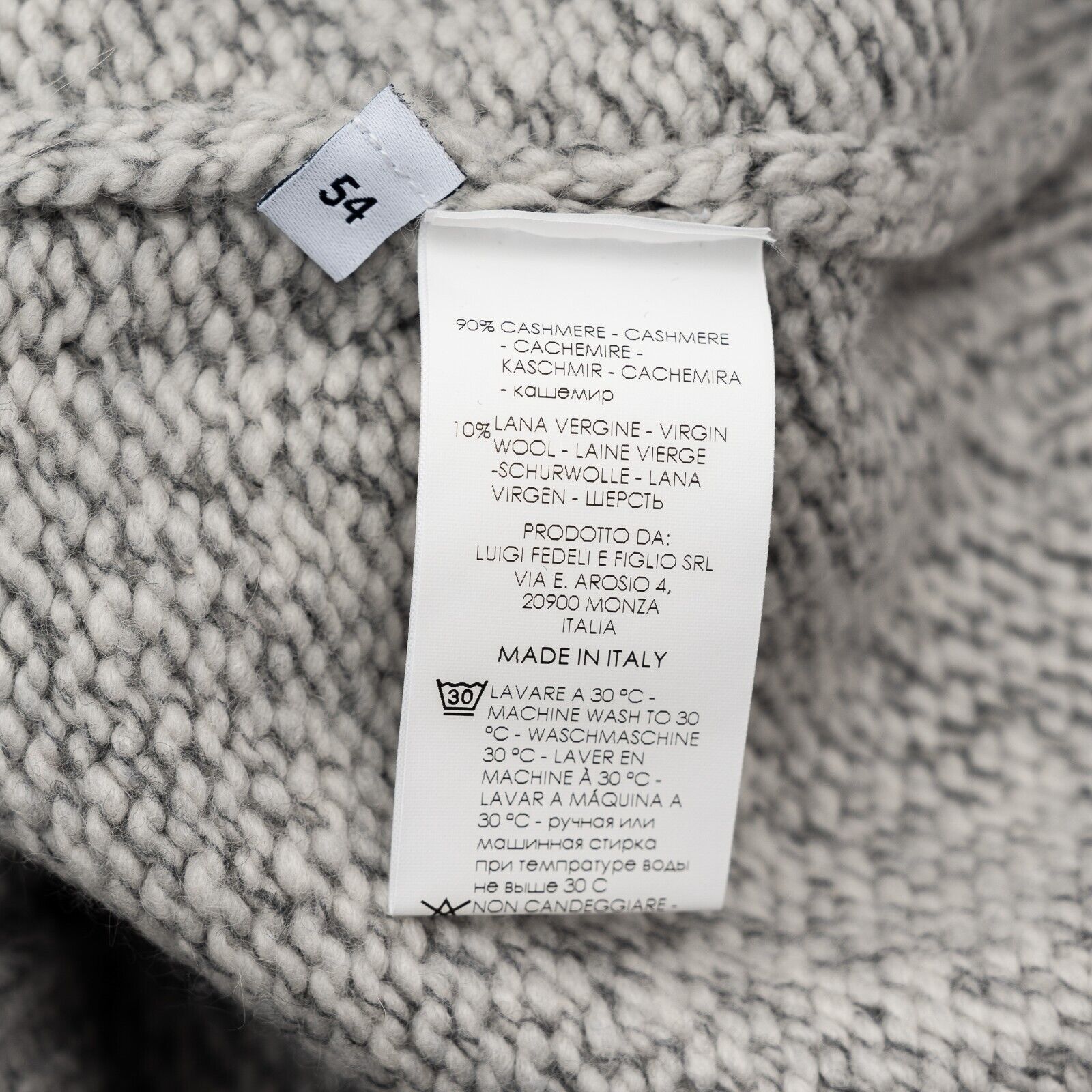 $2000 FEDELI CASHMERE "Malfilè" Gray Cardigan Jacket Full Zip Cashmere