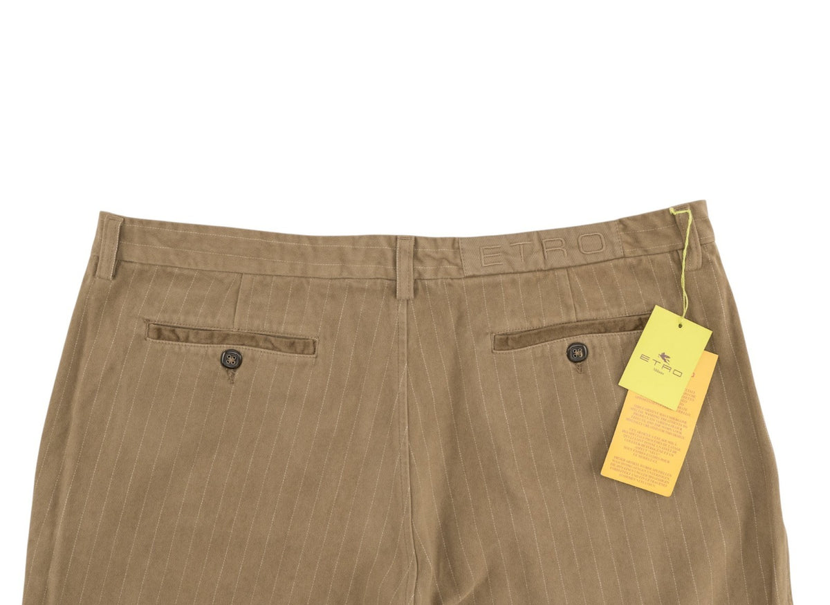 780$ ETRO MILANO Beige Flannel Cotton Pant Straight Leg Made in Italy