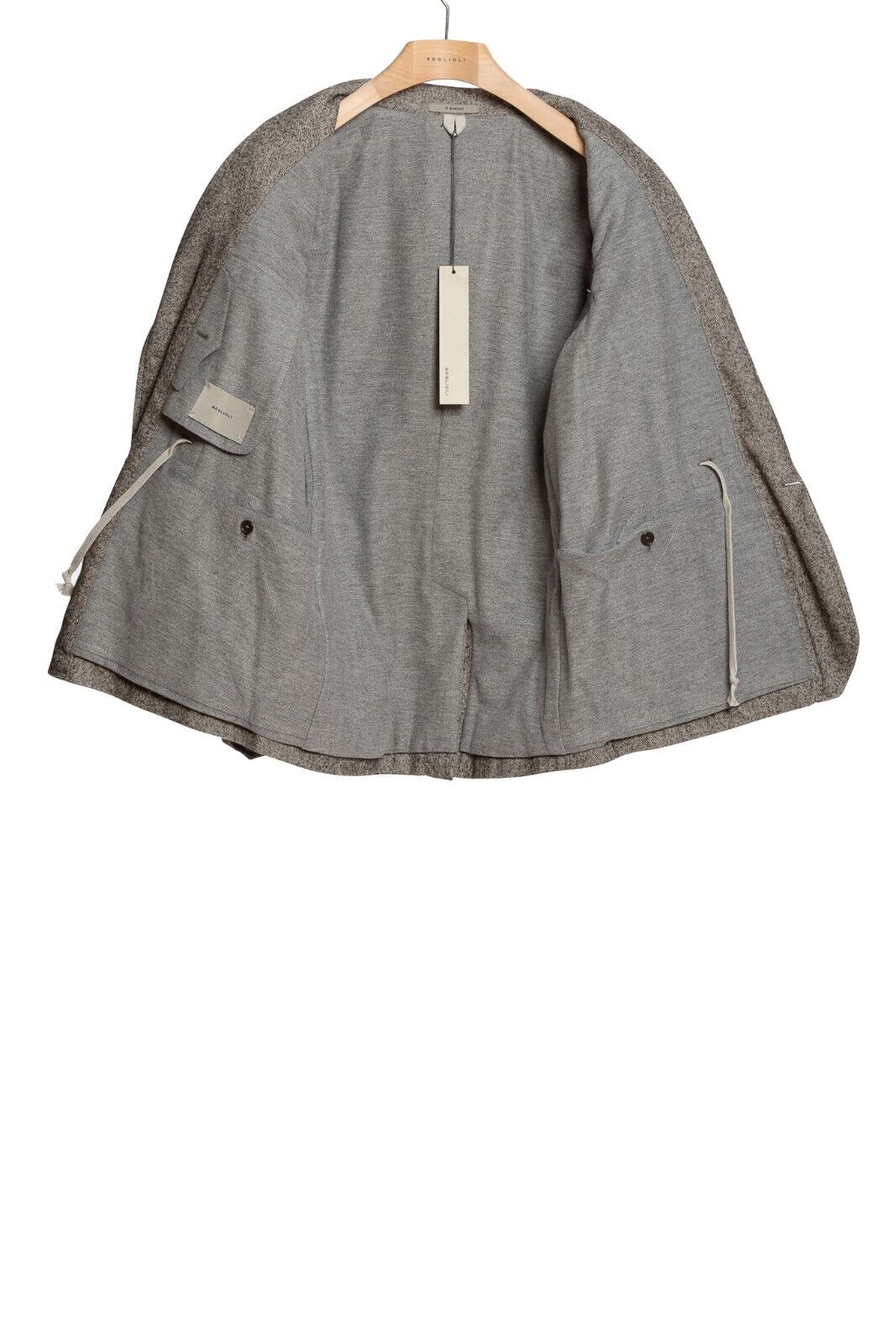 $1900 BOGLIOLI x T.SUZUKI Grey Tweed Casual Coat Jacket Hemp Wool Size L