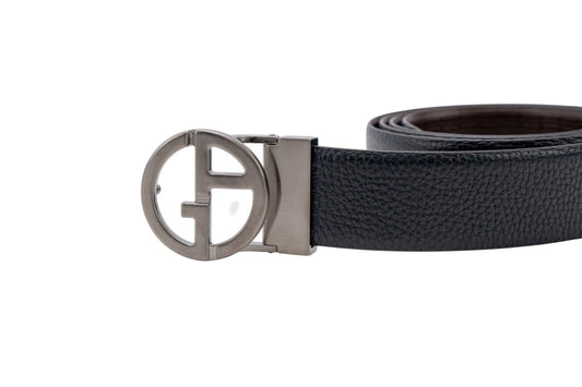 520$ GIORGIO ARMANI Belt Blue Brown Reversible GA Logo Leather Size 110