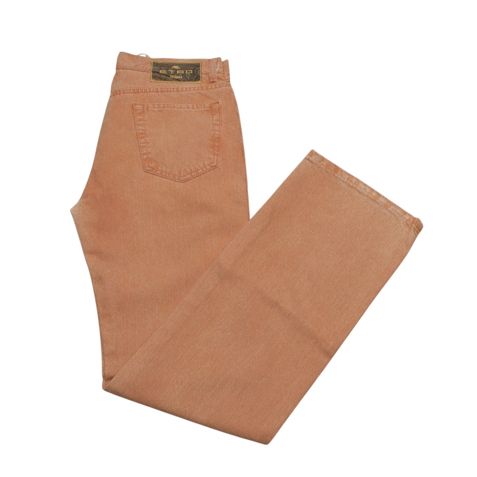850$ ETRO MILANO Washed Orange Denim Cotton Jeans Pant Bootcut 32 US / 48 EU