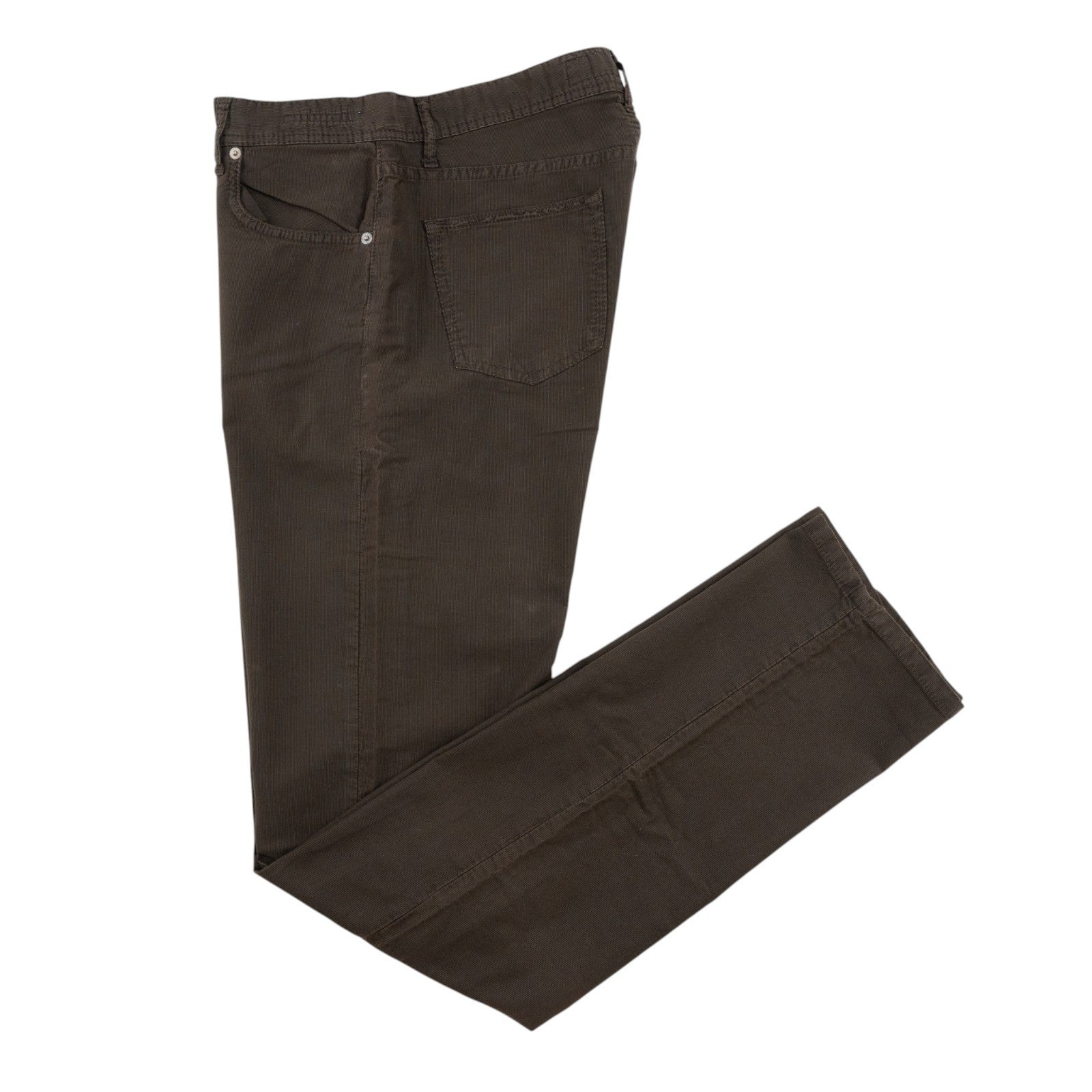 415$ LUIGI BORRELLI NAPOLI Corduroy Brown Denim Jeans Pant Cotton 35 US / 51 EU
