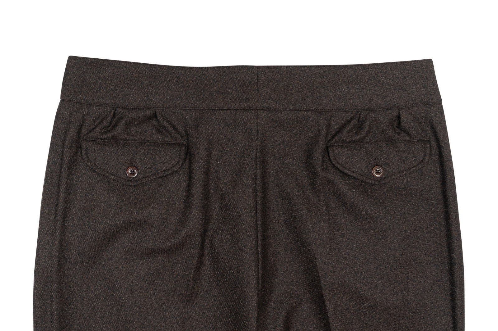 670$ RUBINACCI NAPOLI "Manny" Brown High Rise Pant Flannel Wool 38 US / 54 EU