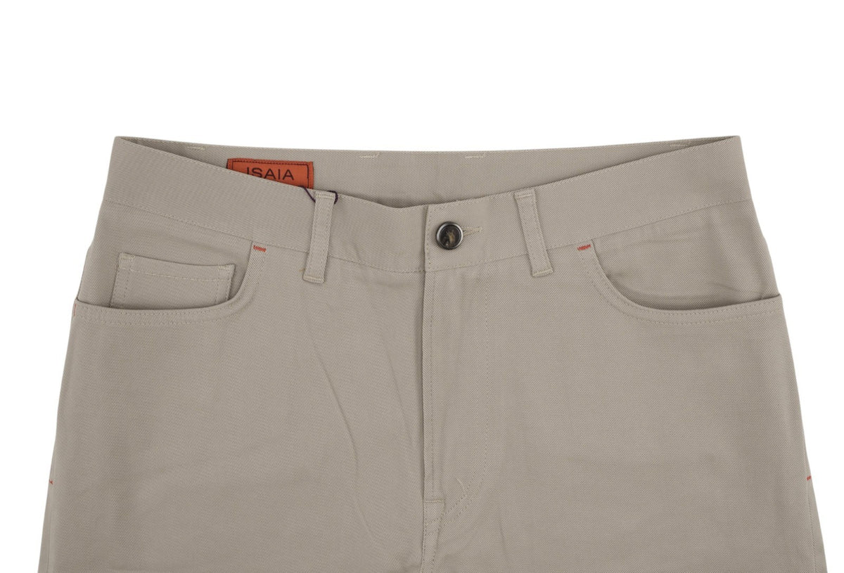 690$ ISAIA NAPOLI Beige 5 Pocket Trouser Pant Cotton Slim Fit 36 US / 52 EU