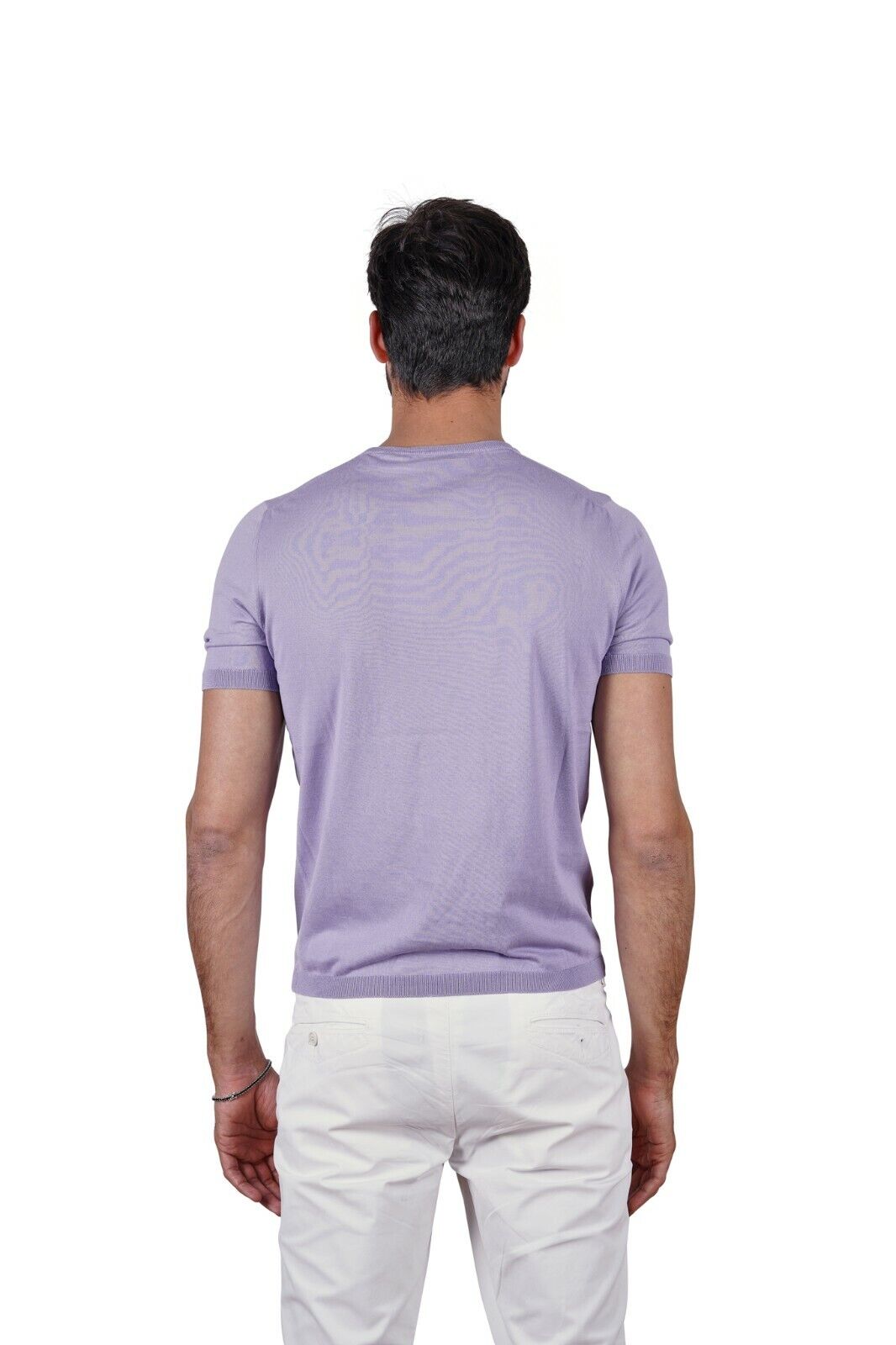 220$ Italian Luxury GRAN SASSO Knit T-Shirt Sweater "Fresh Cotton" Lavender