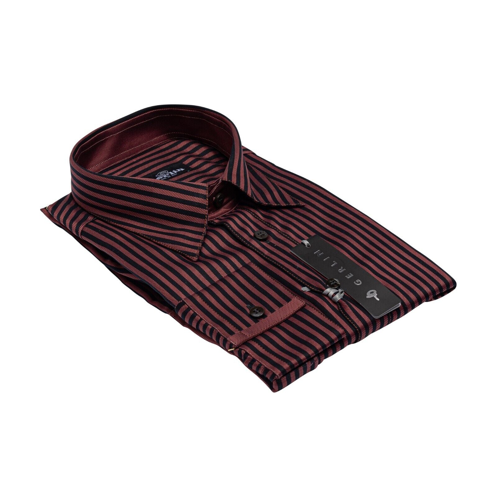 690$ LUXURY GERLIN Shirt Striped Rust ALUMO Twill Cotton 16 41 3E ZILLI