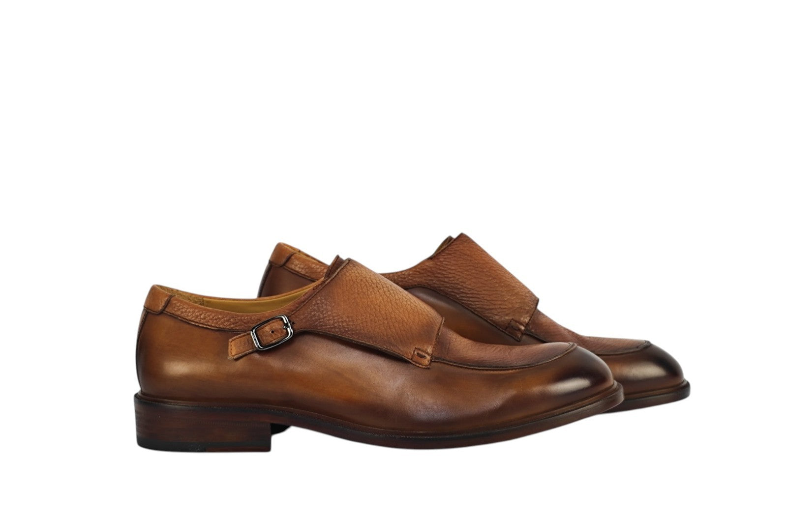 1300$ TESTONI Caramel Monk Shoes Bolognese Goodyear Welted 8 UK / 9 US / 42 IT