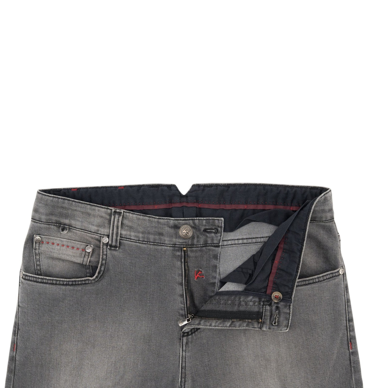 715$ ISAIA NAPOLI Gray Denim Jeans 5 Pockets Cotton Slim Fit 34 US / 50 IT