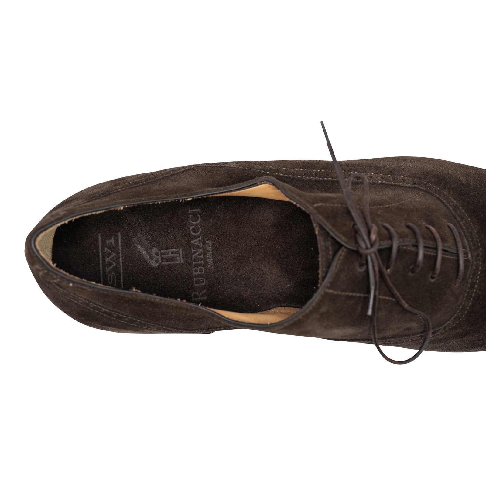 900$ RUBINACCI NAPOLI Francesina Oxford Shoes – Brown Suede – Handmade in Italy