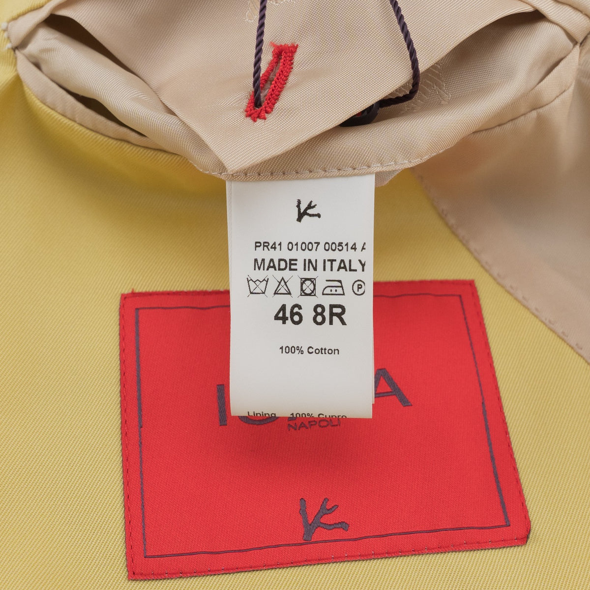 $5100 ISAIA NAPOLI "Capri" Yellow Hand-Sewn Suit Cotton 36 US / 46 EU 8R