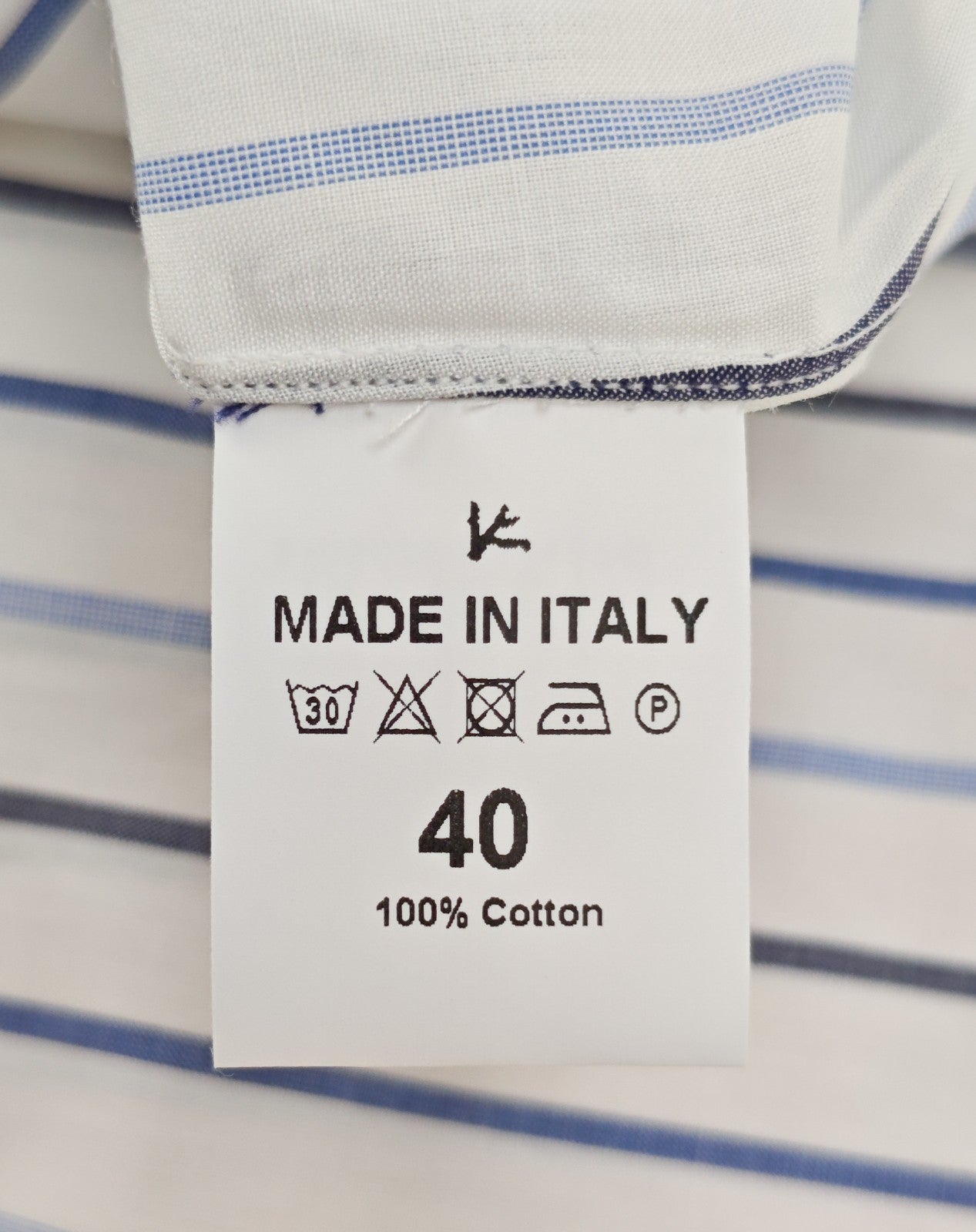 730$ ISAIA NAPOLI "Mix" Dress Shirt White - Blue Striped Fine Cotton 15.75 - 40