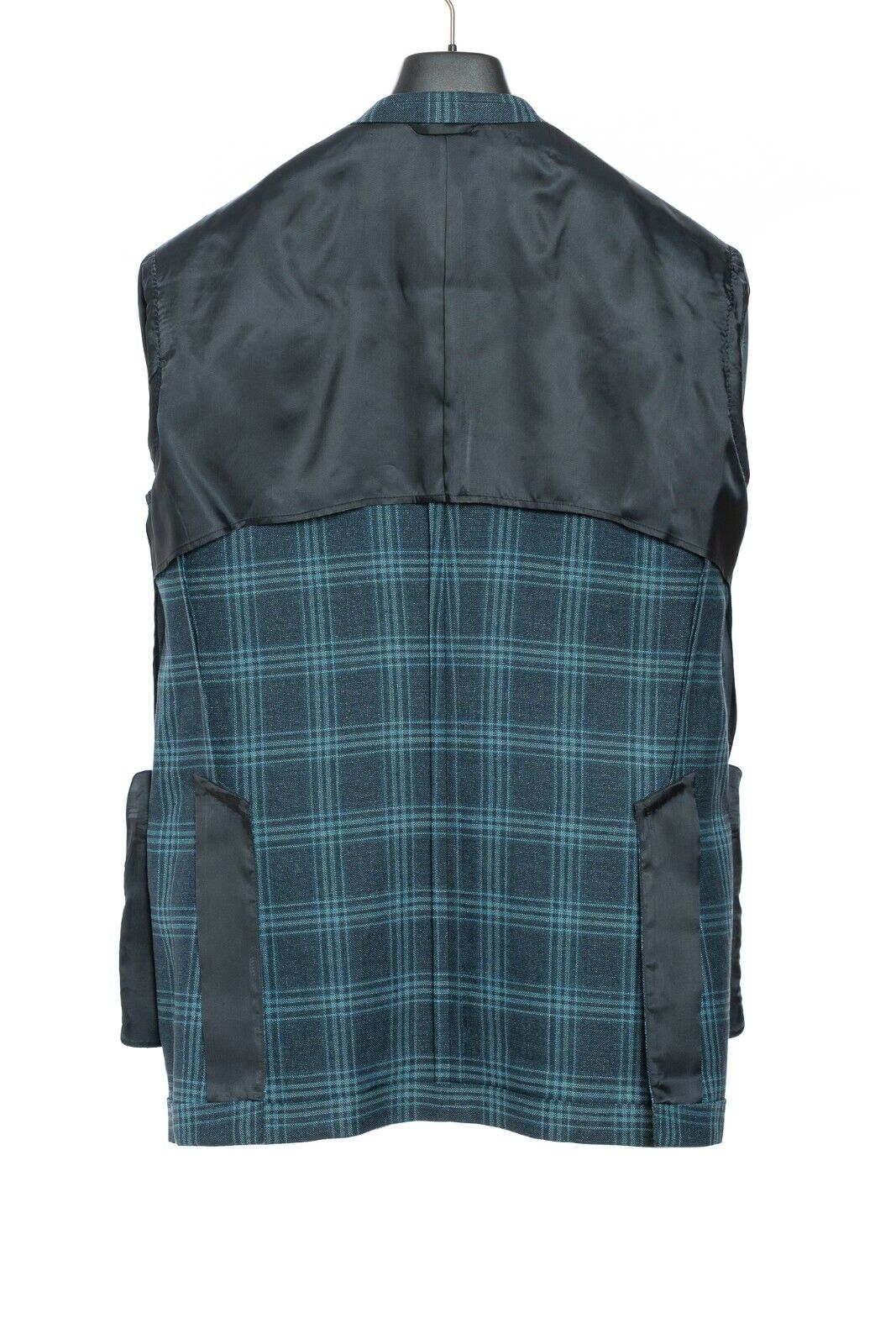 2180$ BELVEST Blue / Aquamarine Jacket Hemp + Wool Checks Super Slim Fit