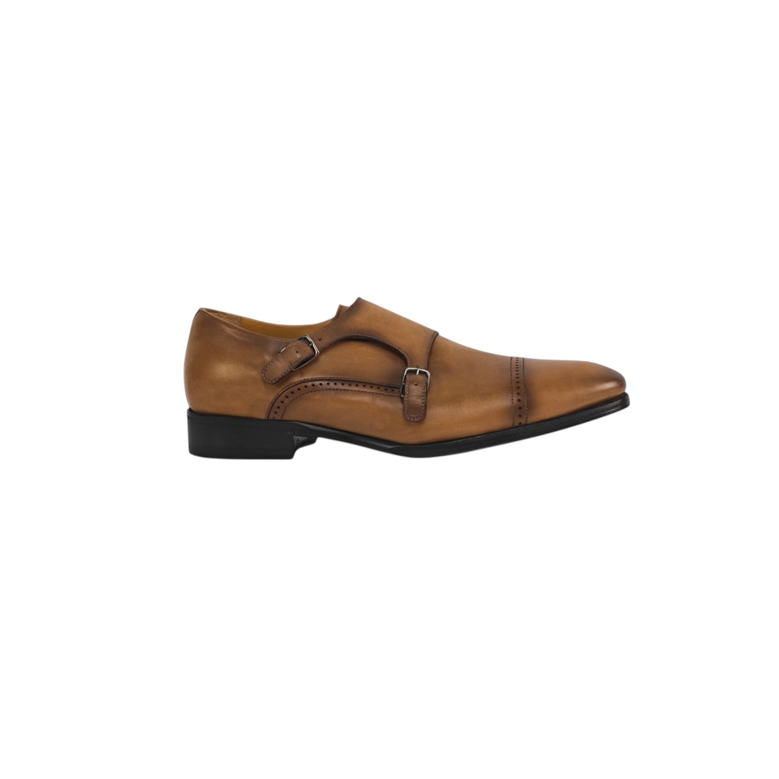 1250$ TESTONI "Positano" Double Monk Shoes Washed Calf 8 UK / 9 US / 42 IT