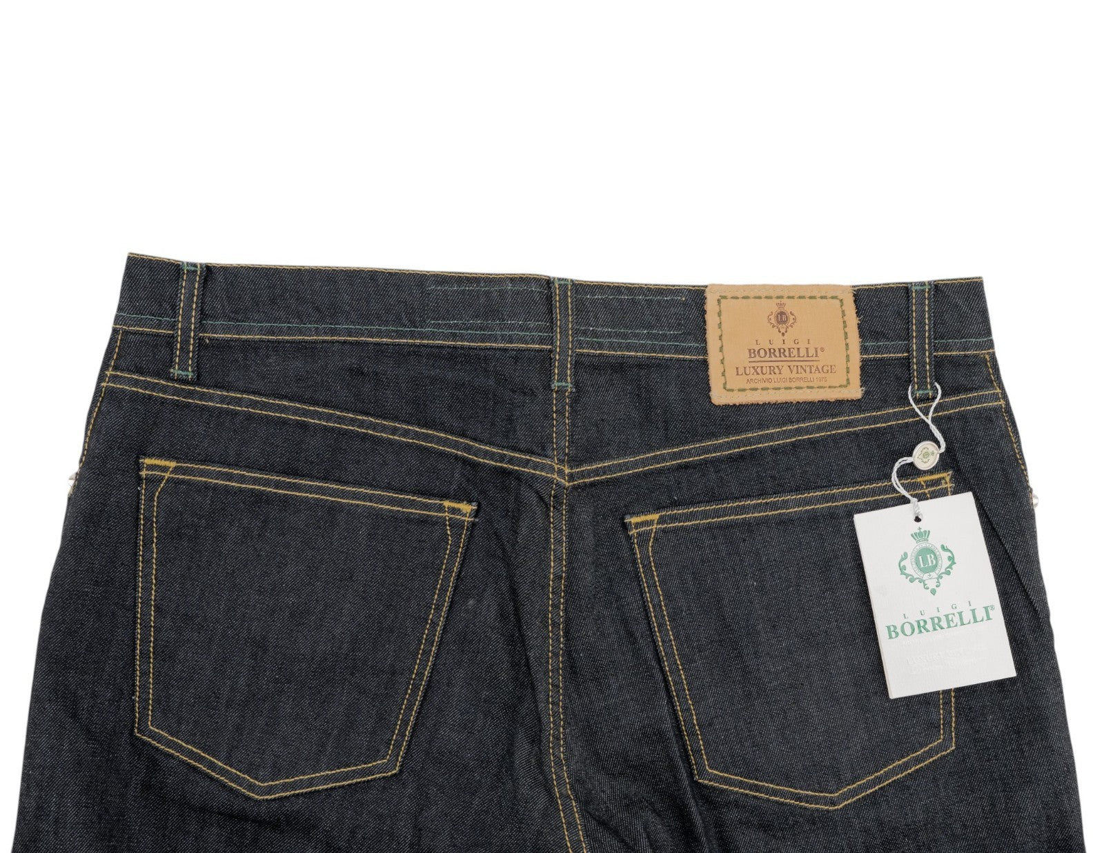 415$ LUIGI BORRELLI NAPOLI Blue Denim Jeans Pant Raw Cotton 37 US / 53 EU