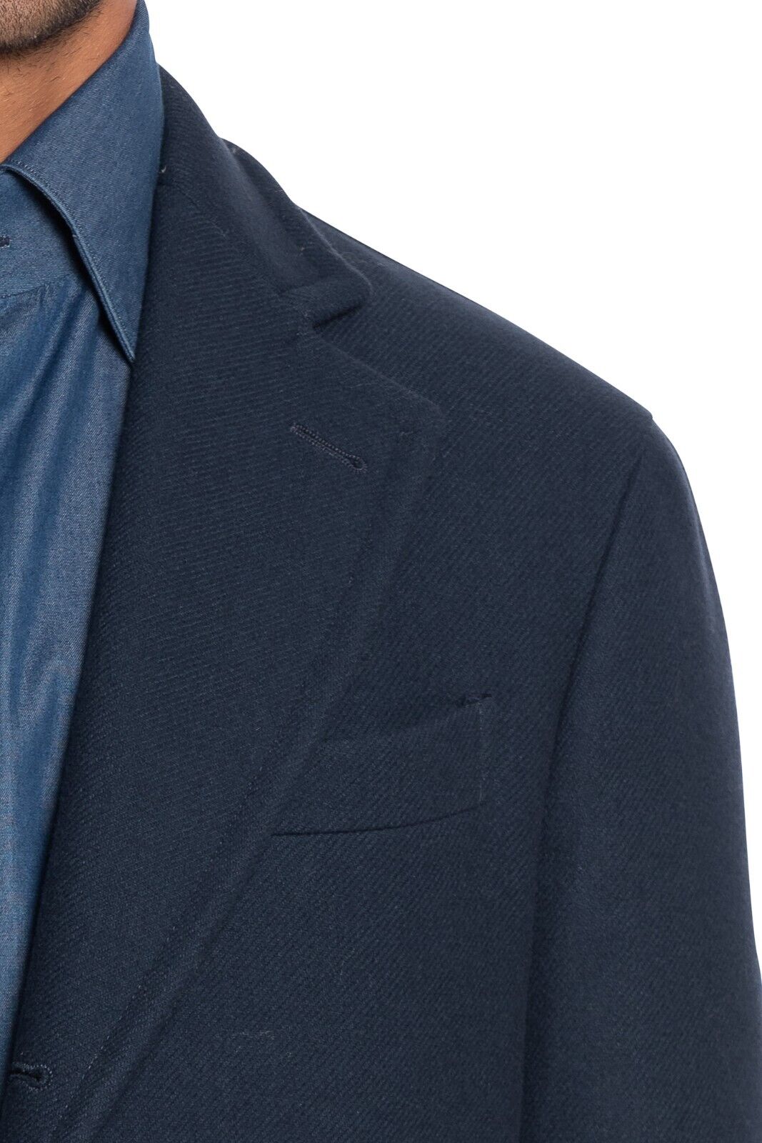 $1800 BOGLIOLI MILANO Blue Single Breasted Solid Long Coat Heavy Twill Wool