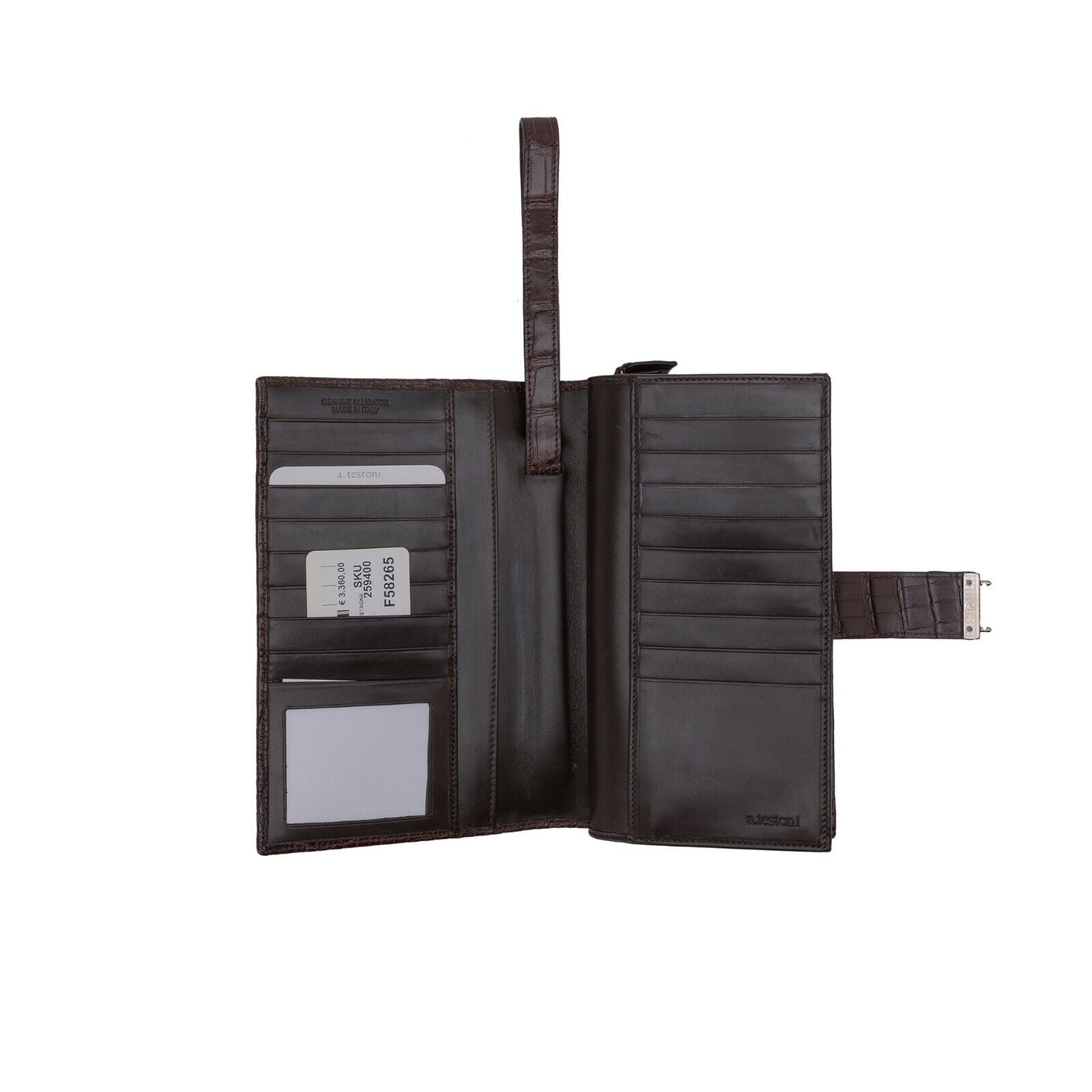 $4200 Testoni Bologna Moro Clutch Bag Travel Wallet Genuine Alligator