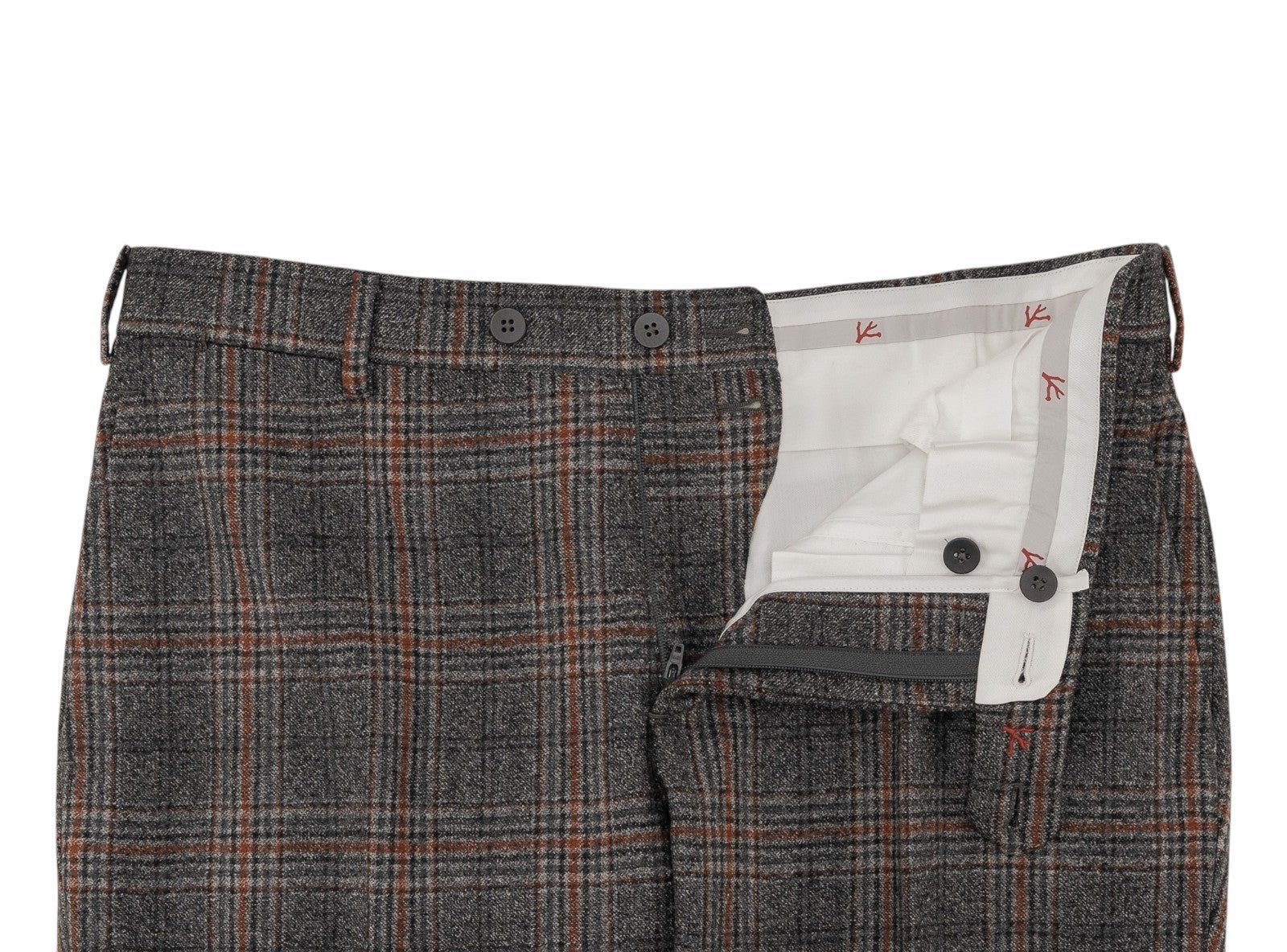 1650$ ISAIA Hand-Sewn Tapered Dress Pant Flannel Wool 130's Gray 32 US / 48 EU