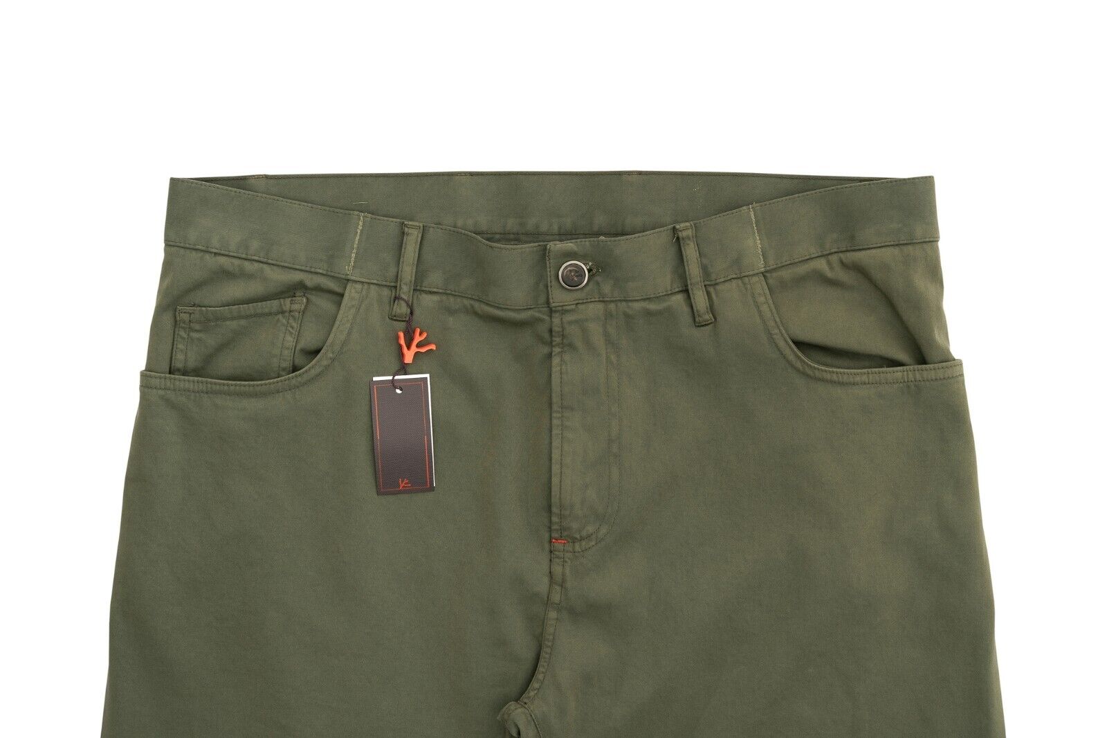 850$ ISAIA NAPOLI Green 5 Pockets Trousers Pant Soft Cotton / Cashmere