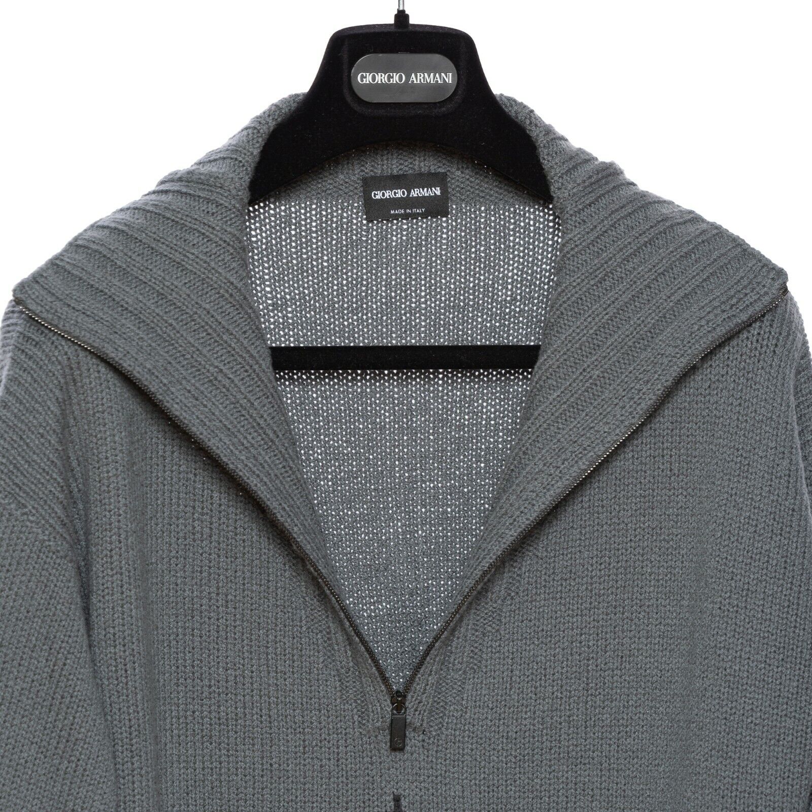 1350$ GIORGIO ARMANI Pullover Sweater with Zip Wool Gray 38 US / 48 EU OVER FIT