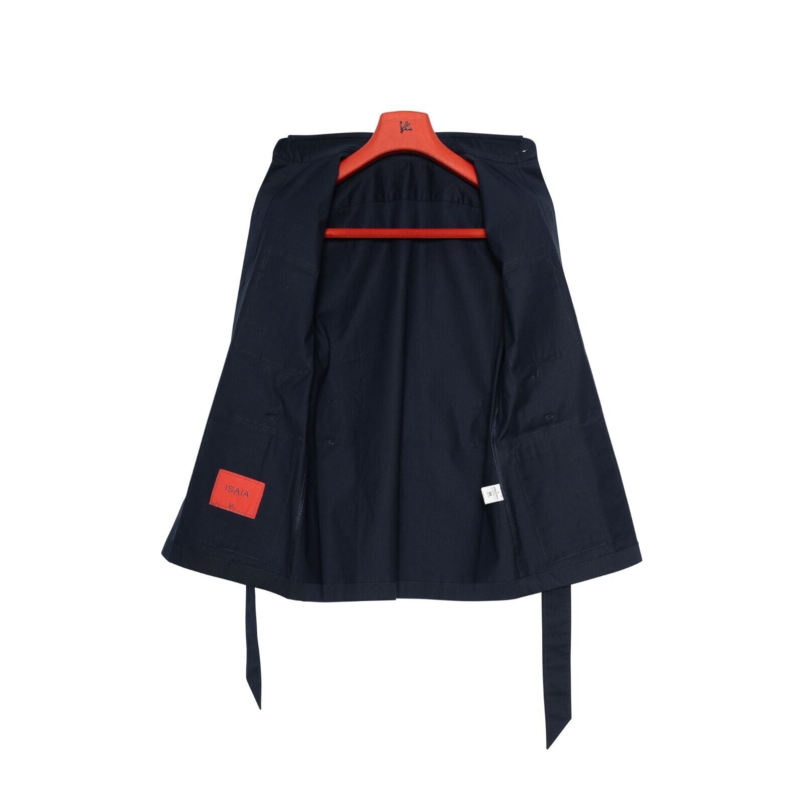 $3800 ISAIA NAPOLI Blue Navy Hand-Sewn Safari Jacket Coat Cotton Size XS