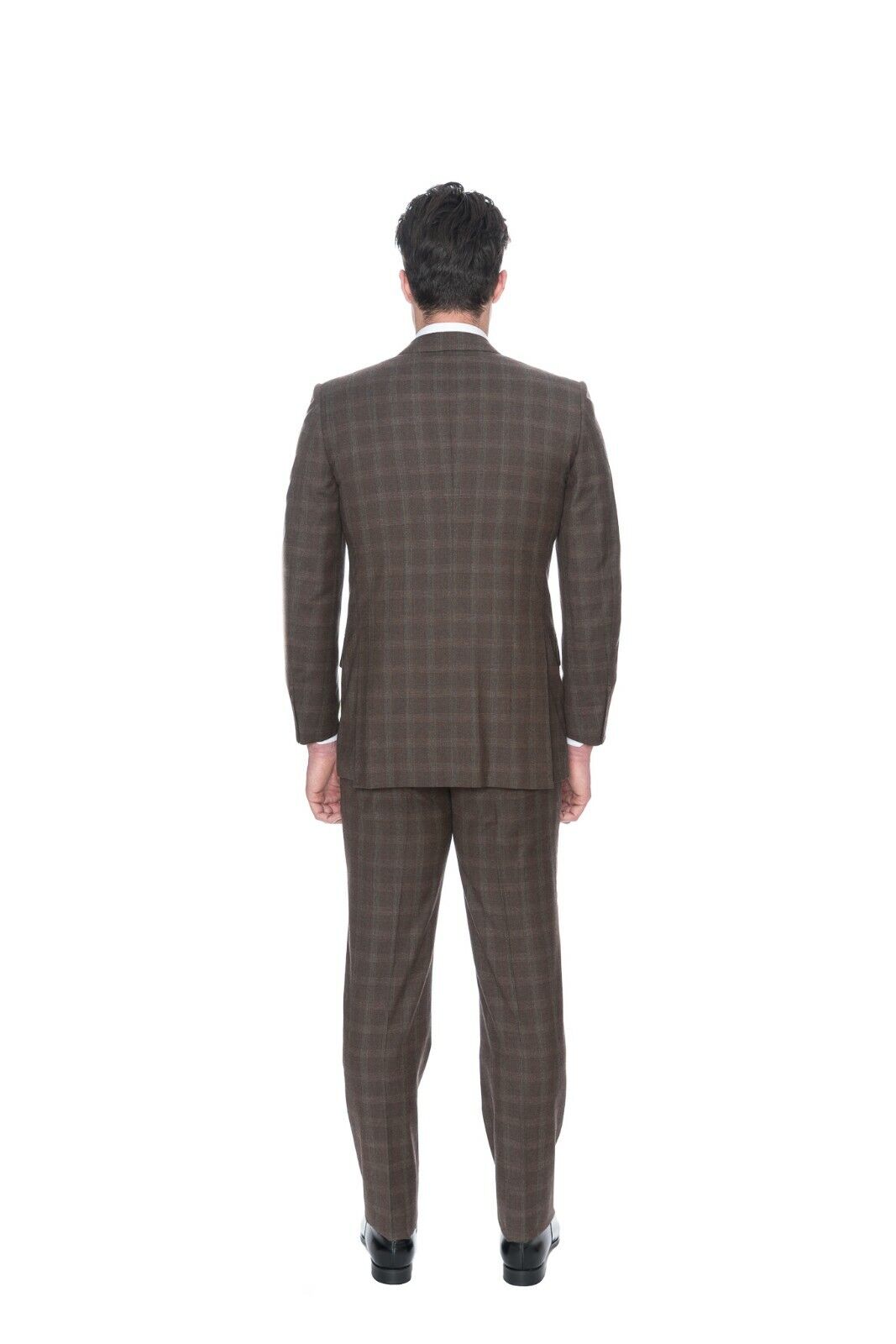 $4890 D'AVENZA Brown Wool 130's Checks Suit Hand-Sewn in Italy 40 US / 50 EU