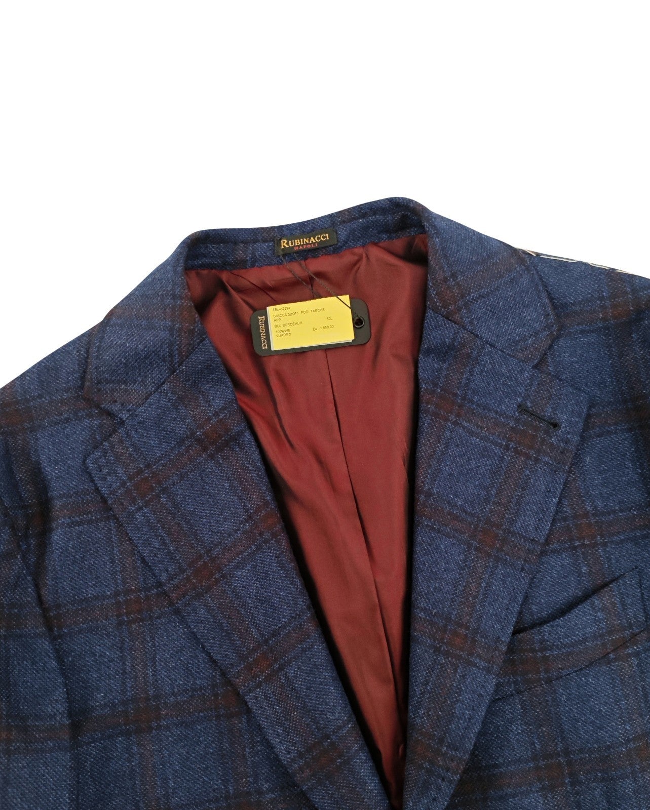 $2200 RUBINACCI NAPOLI Blue Checks Jacket Sport Coat 100% Cashmere