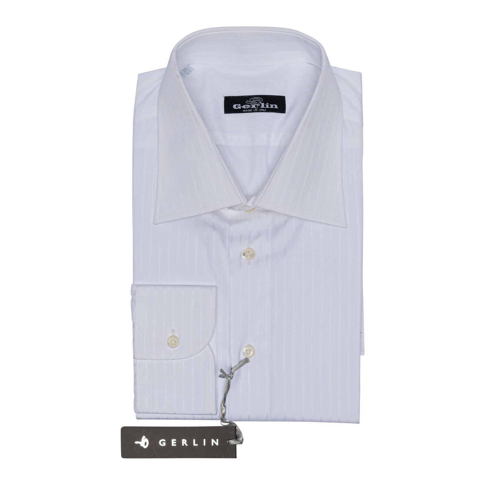 LUXURY 690$ GERLIN Shirt White Jacquard ALUMO Cotton 16-41 1T BIJAN