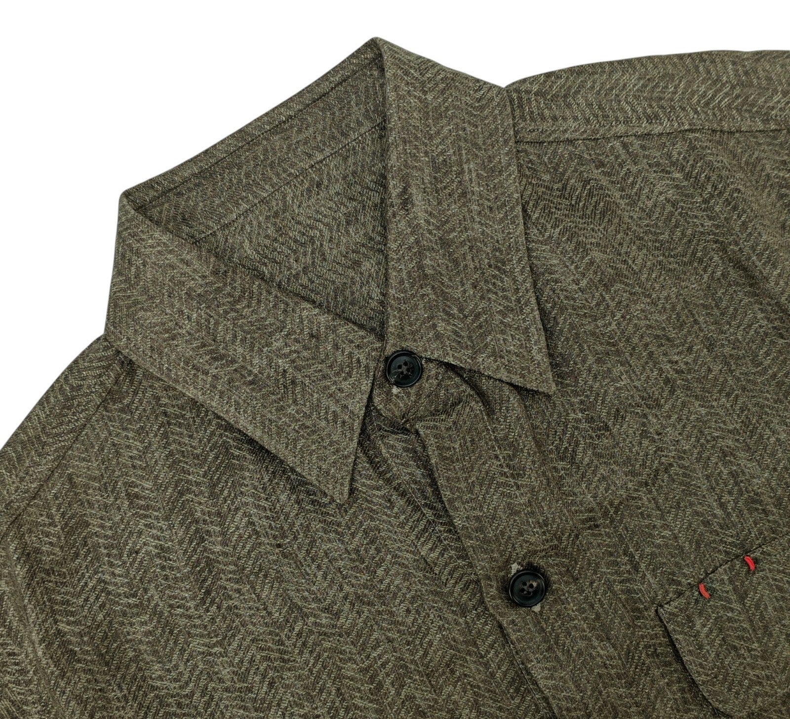 $1150 ISAIA Green Hand-Sewn Overshirt Jacket 100% Linen Herringbone Size M