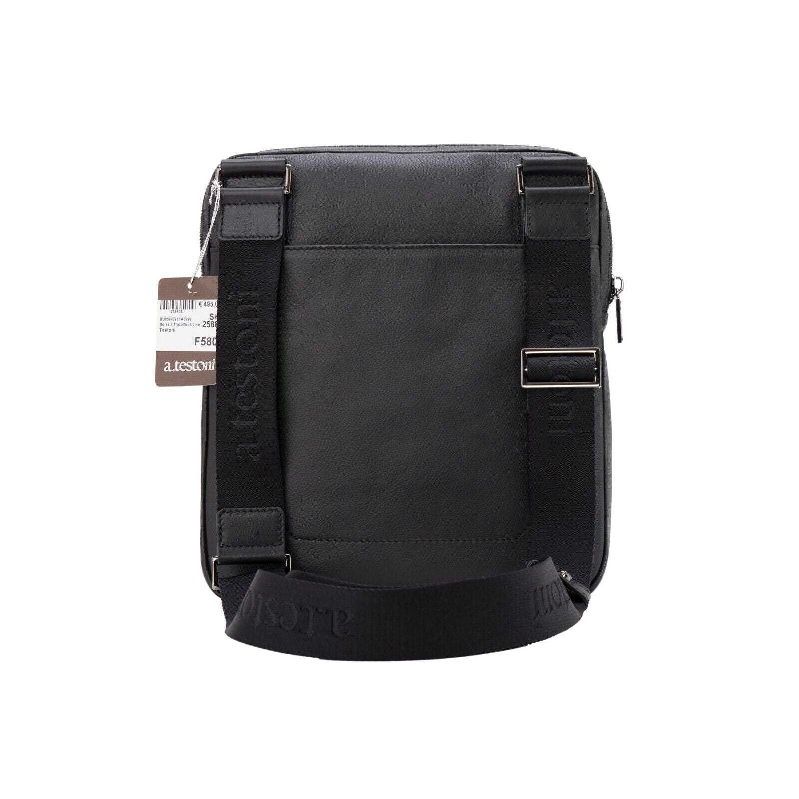 $590 Testoni Bologna Black Calf Clutch Bag with Shoulder Strap + Tablet Case